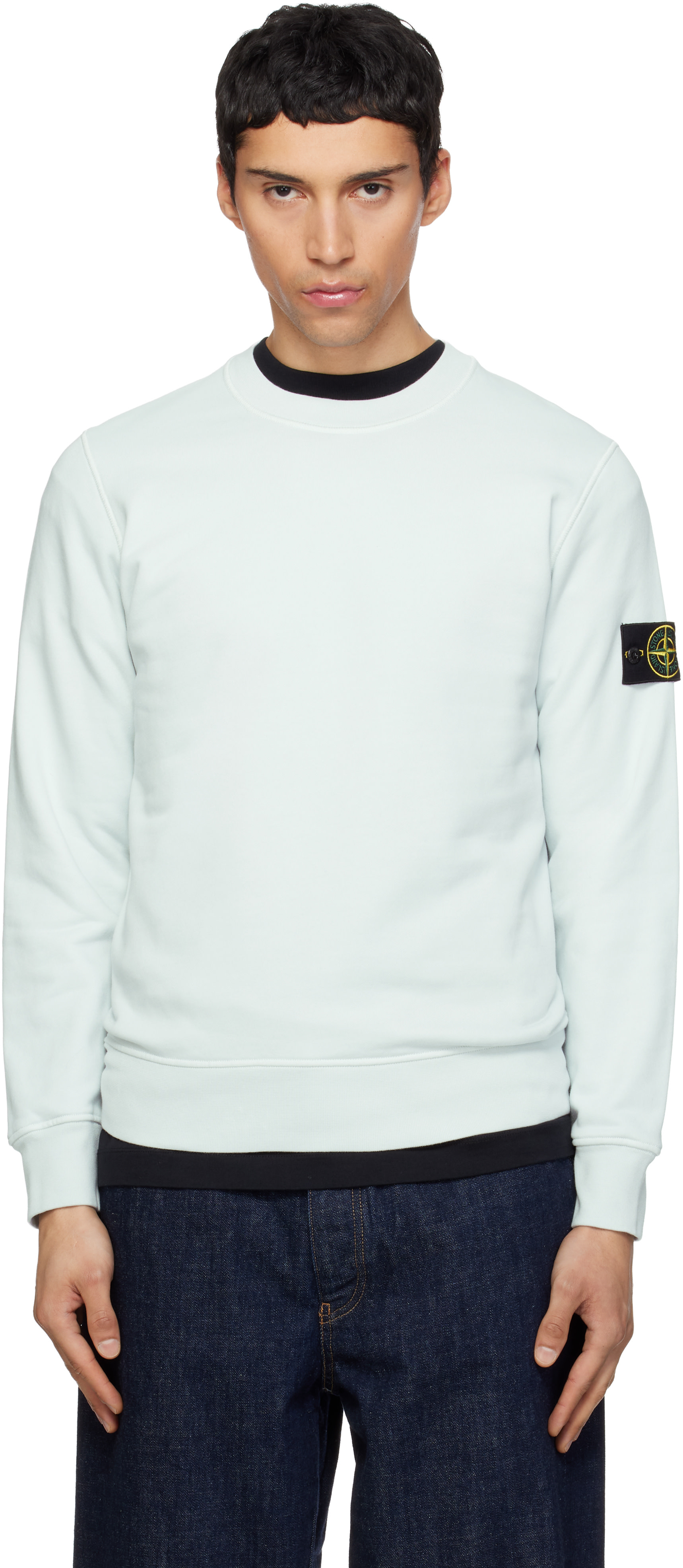 Stone Island - Pull molletonné 6100060 bleu en coton bio