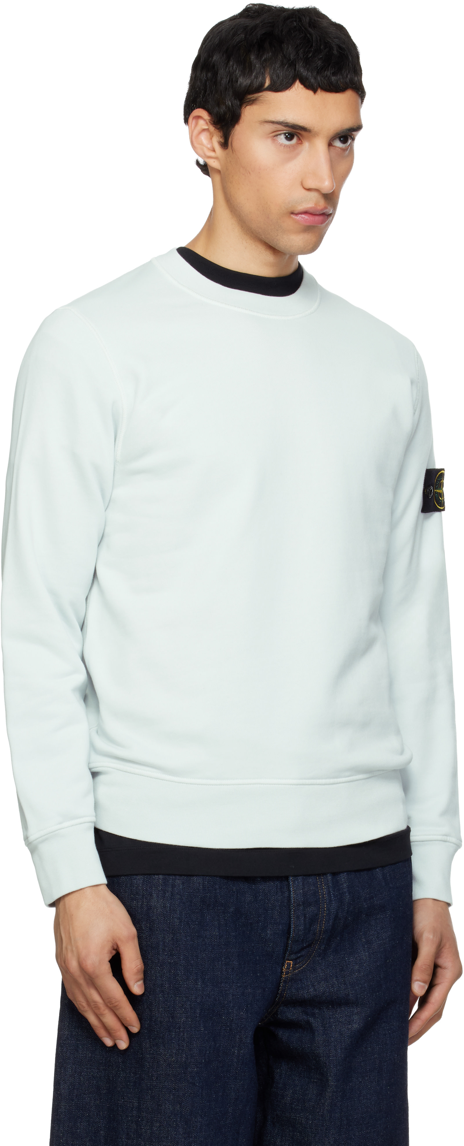 Stone Island - Pull molletonné 6100060 bleu en coton bio