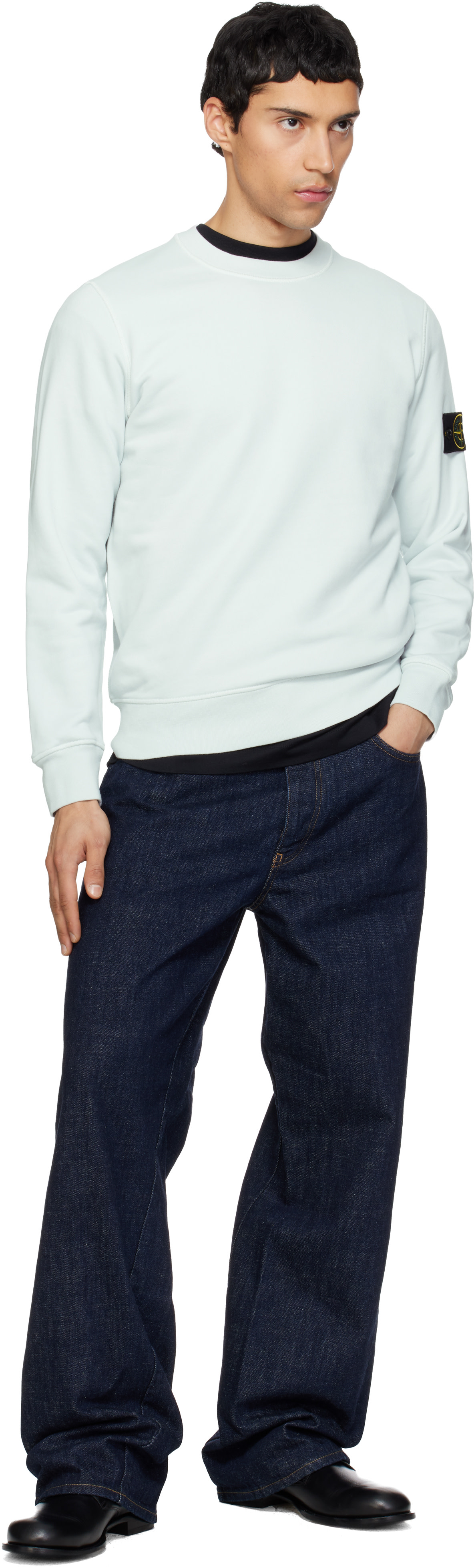 Stone Island - Pull molletonné 6100060 bleu en coton bio