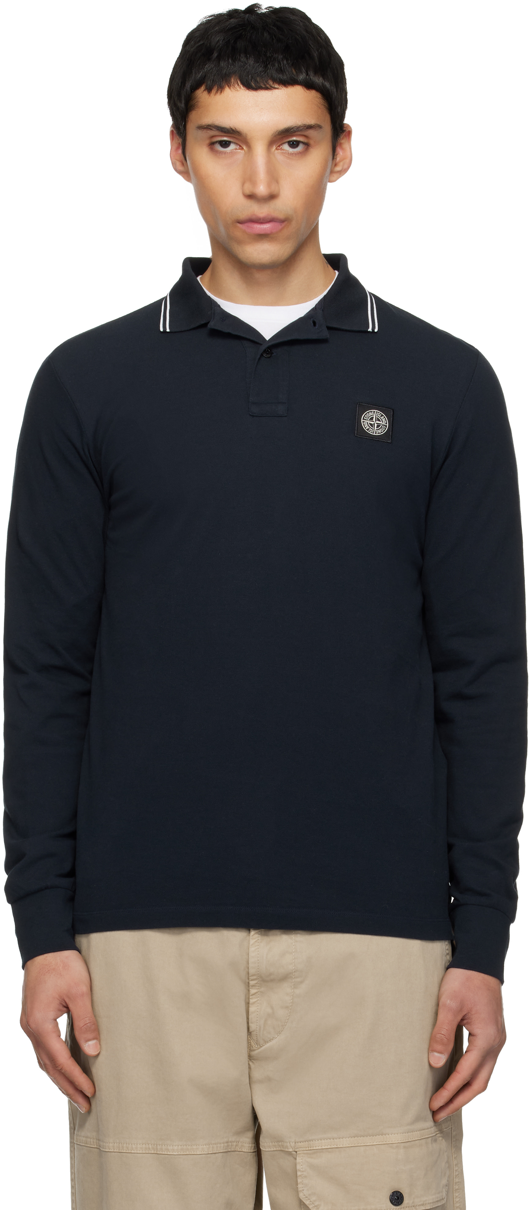 Stone Island: ネイビー 2200012 Organic Cotton Piqué ポロシャツ