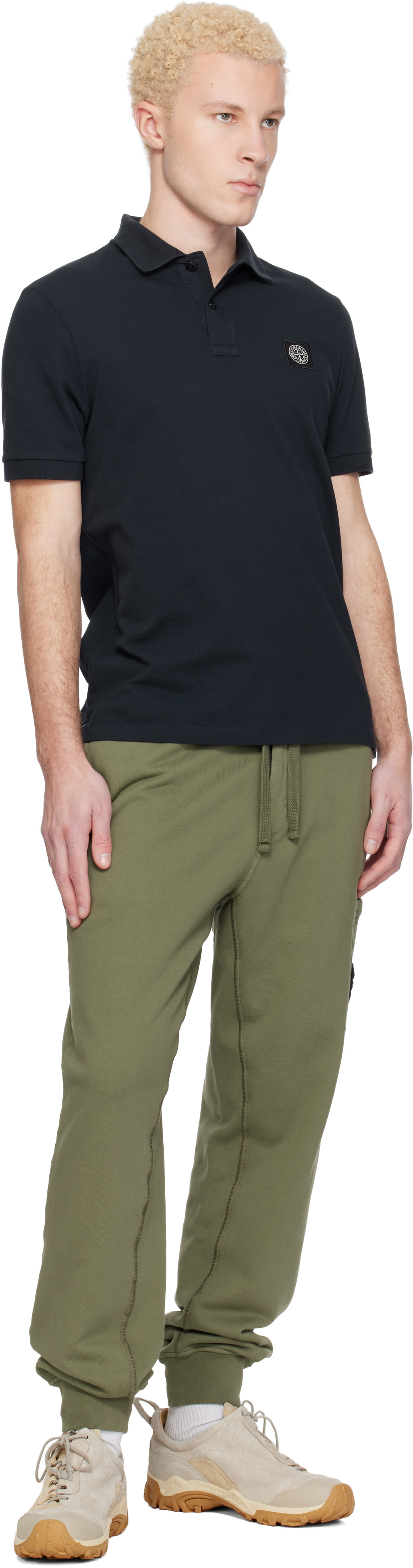 Stone Island: ネイビー 2200008 Organic Cotton Piqué Stretch