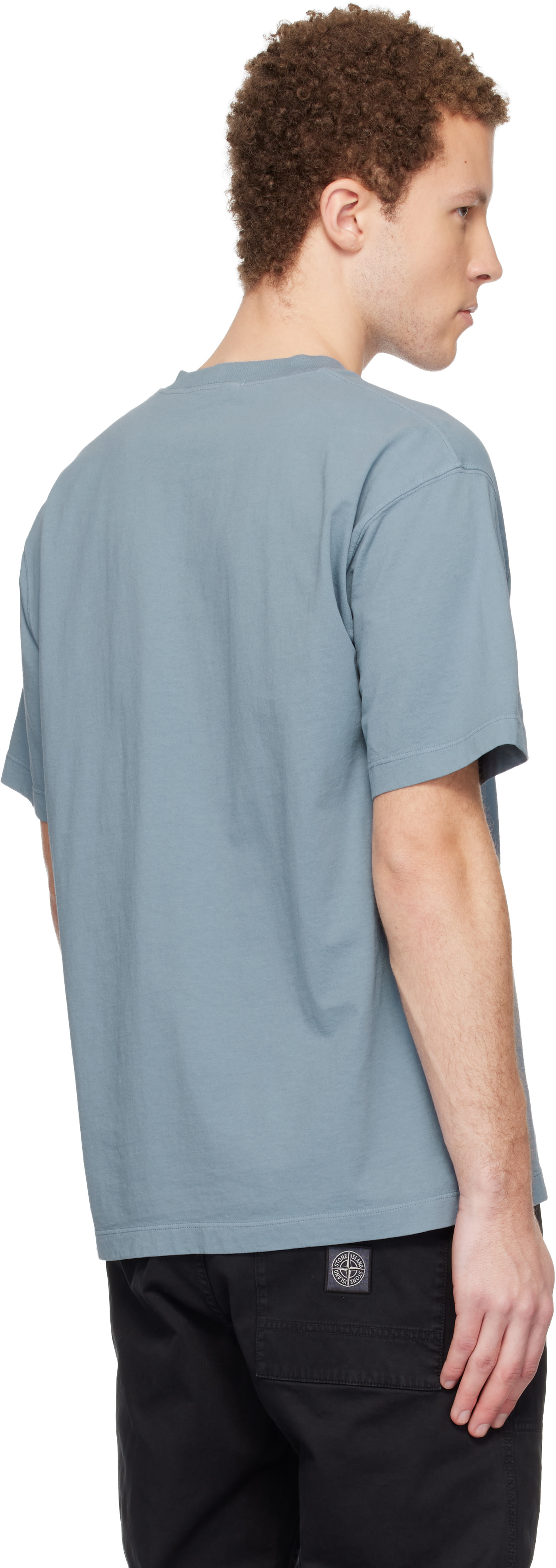 Stone Island: ブルー 2100030 Combed Organic Cotton Jersey Tシャツ