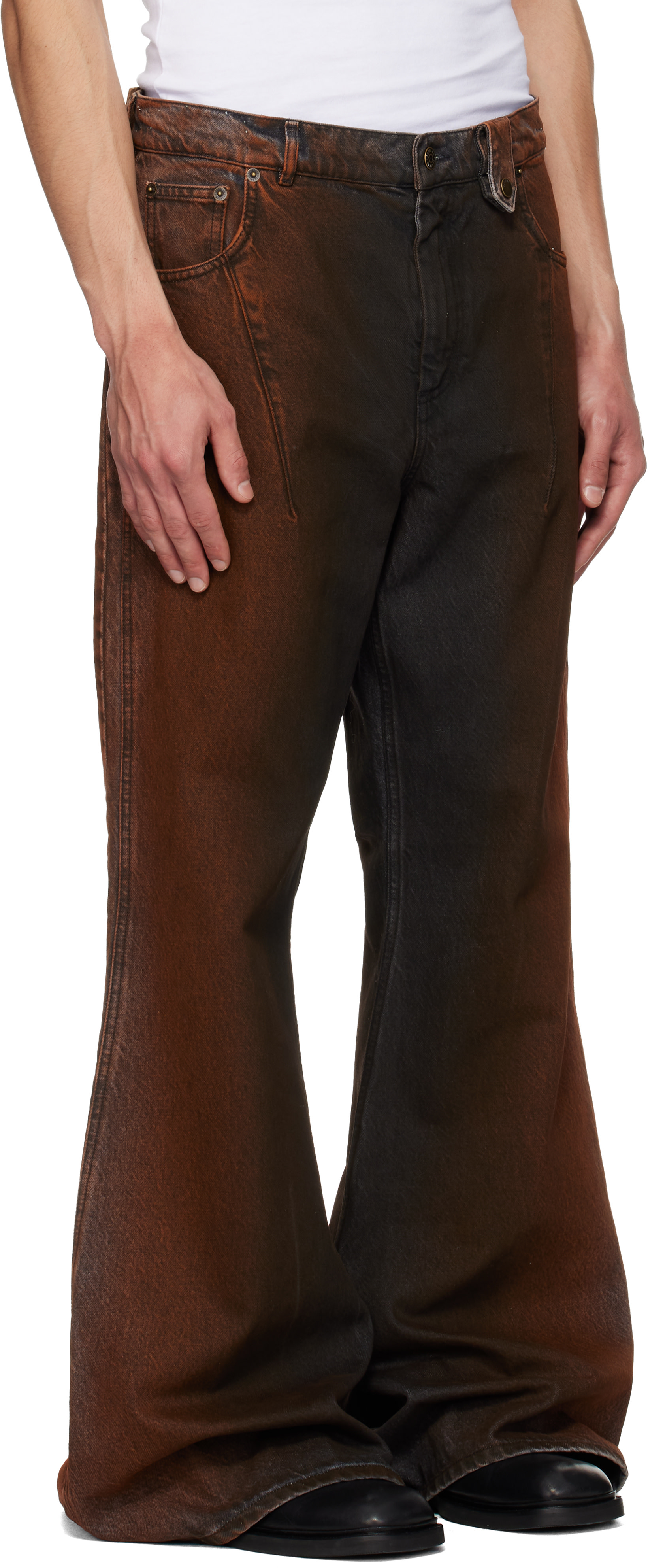 EGONlab - Black & Orange Refined Wide Jeans