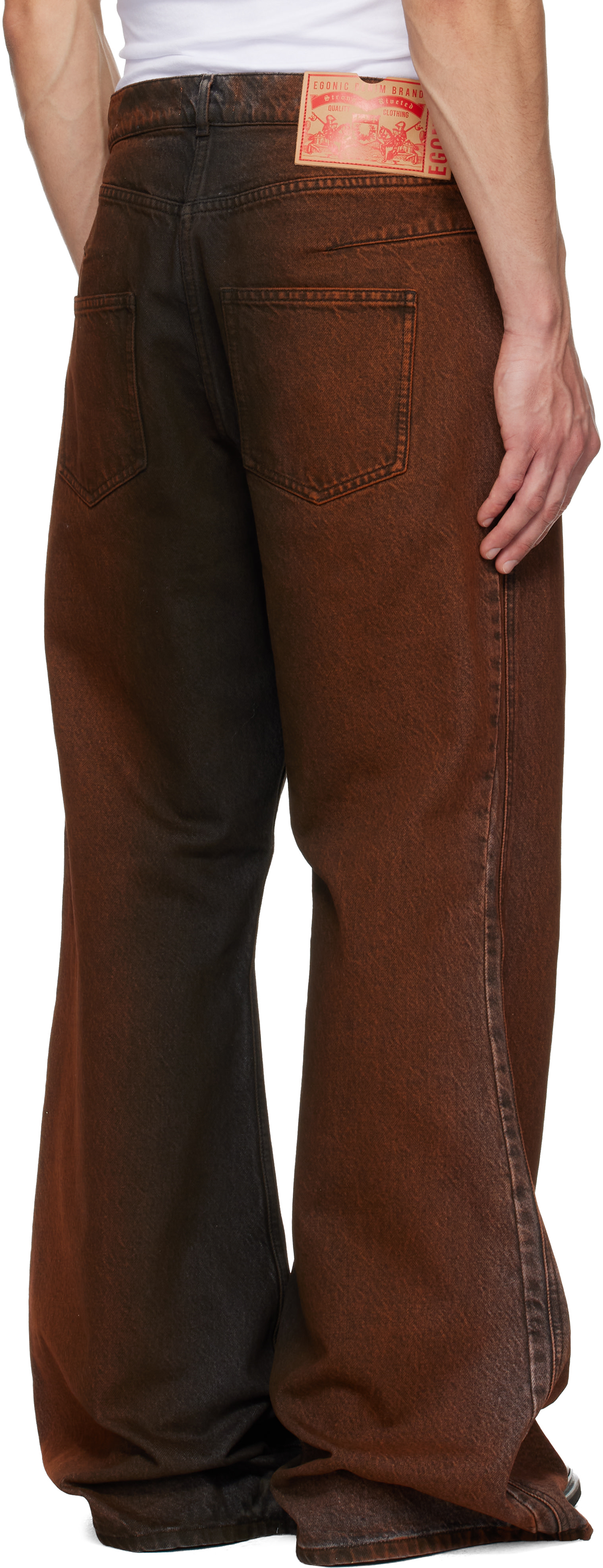 EGONlab - Black & Orange Refined Wide Jeans