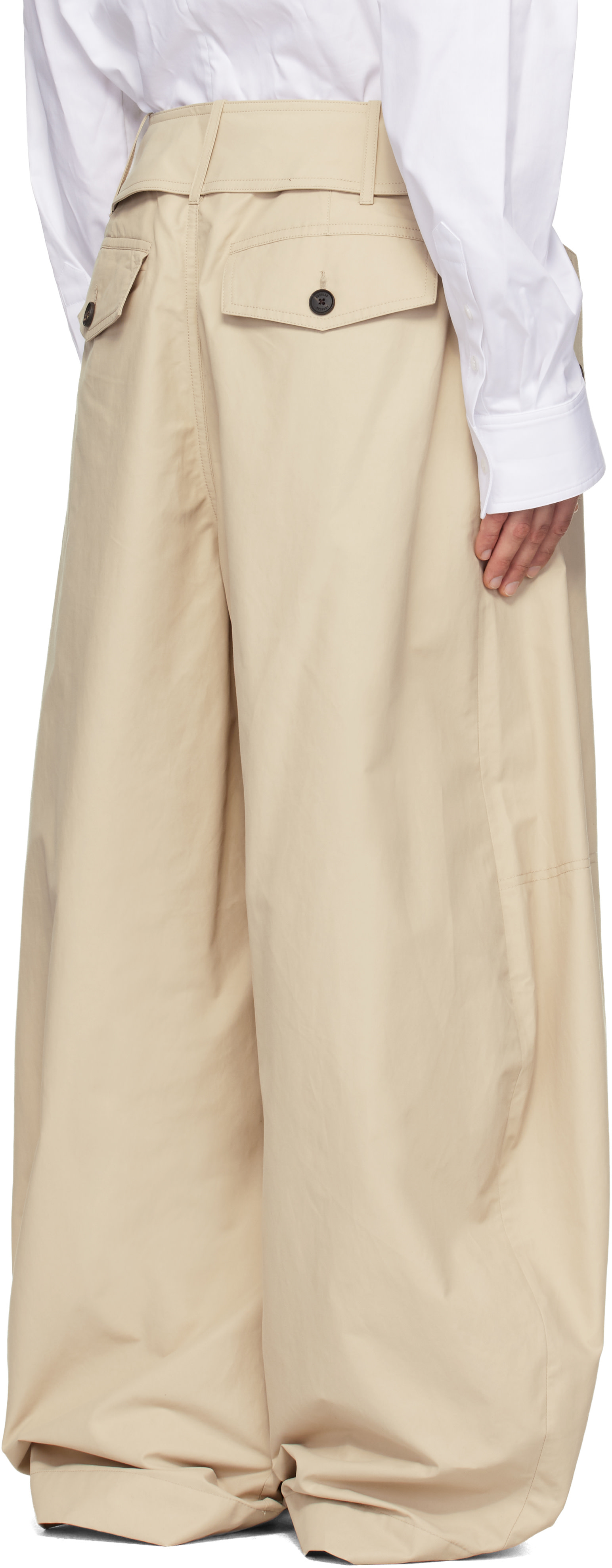 EGONlab - Beige Belted Trench Trousers.