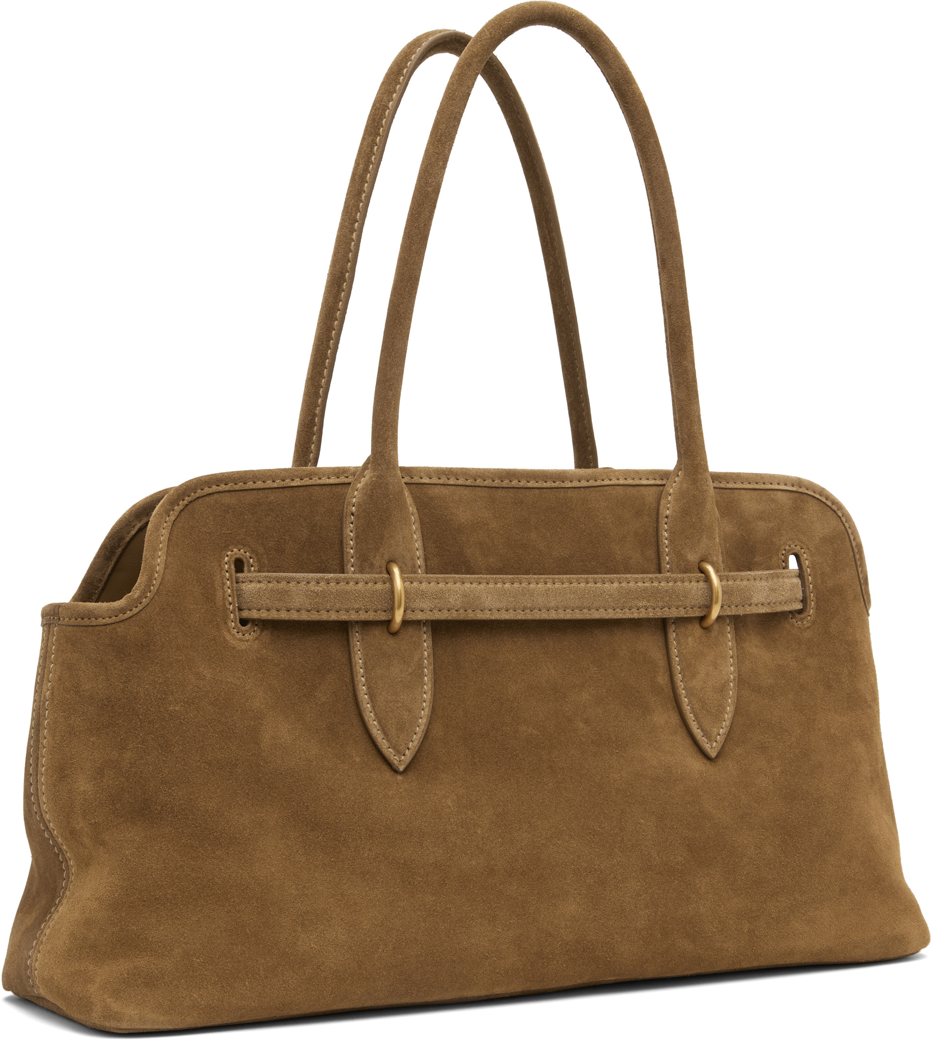 Miu Miu: Khaki Aventure Suede Bag | SSENSE Canada