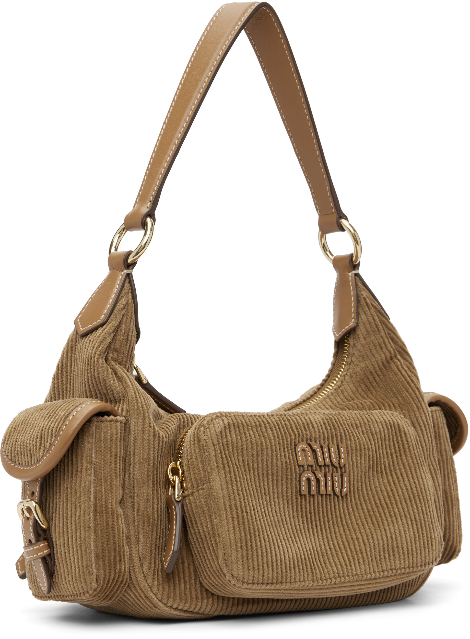Miu Miu: Brown Pocket Shoulder Bag | SSENSE Canada