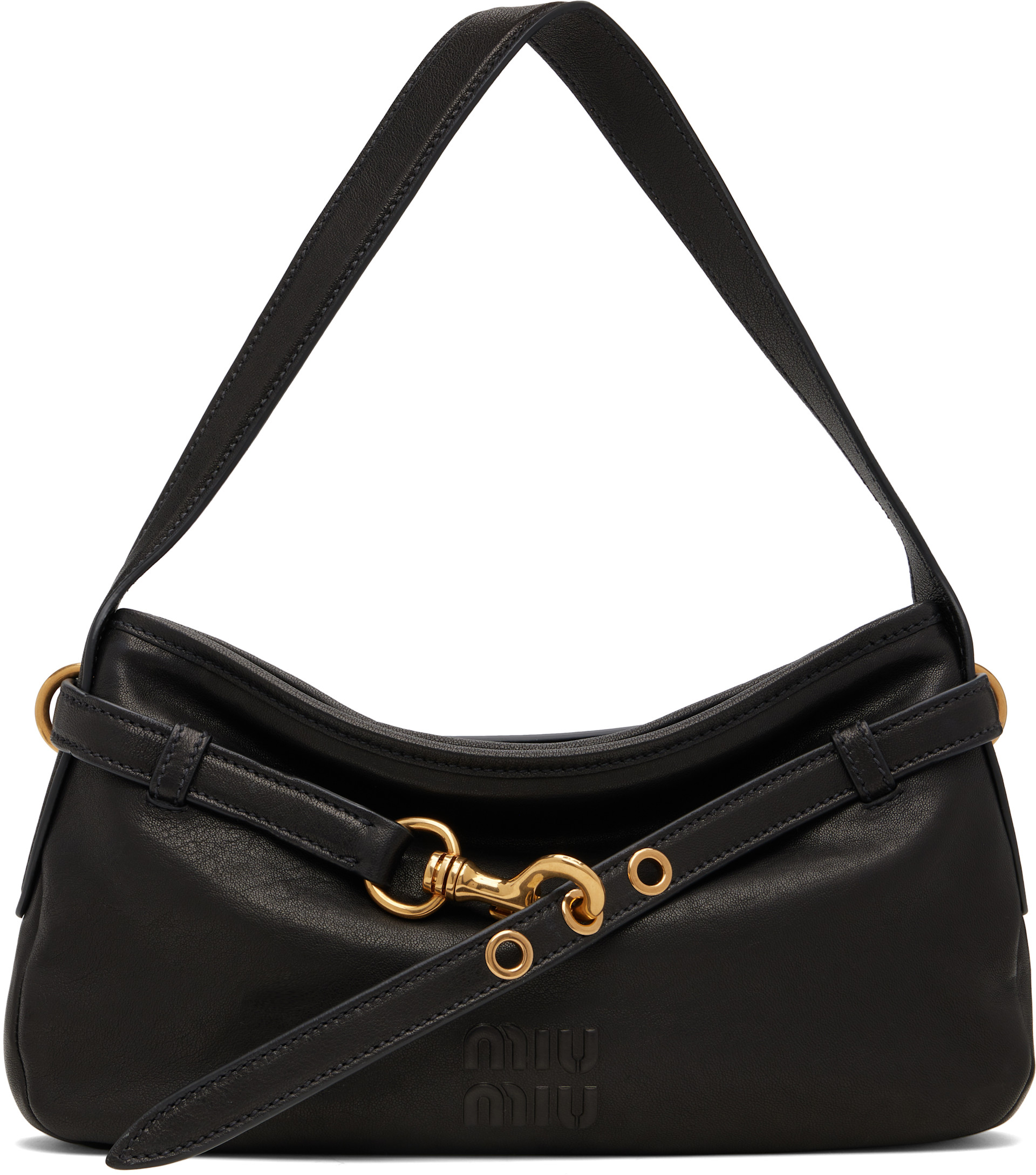 バッグ Miu Miu Black Leather Shoulder Bag Miu Miu: Black Aventure Nappa Leather Bag | SSENSE Canada
