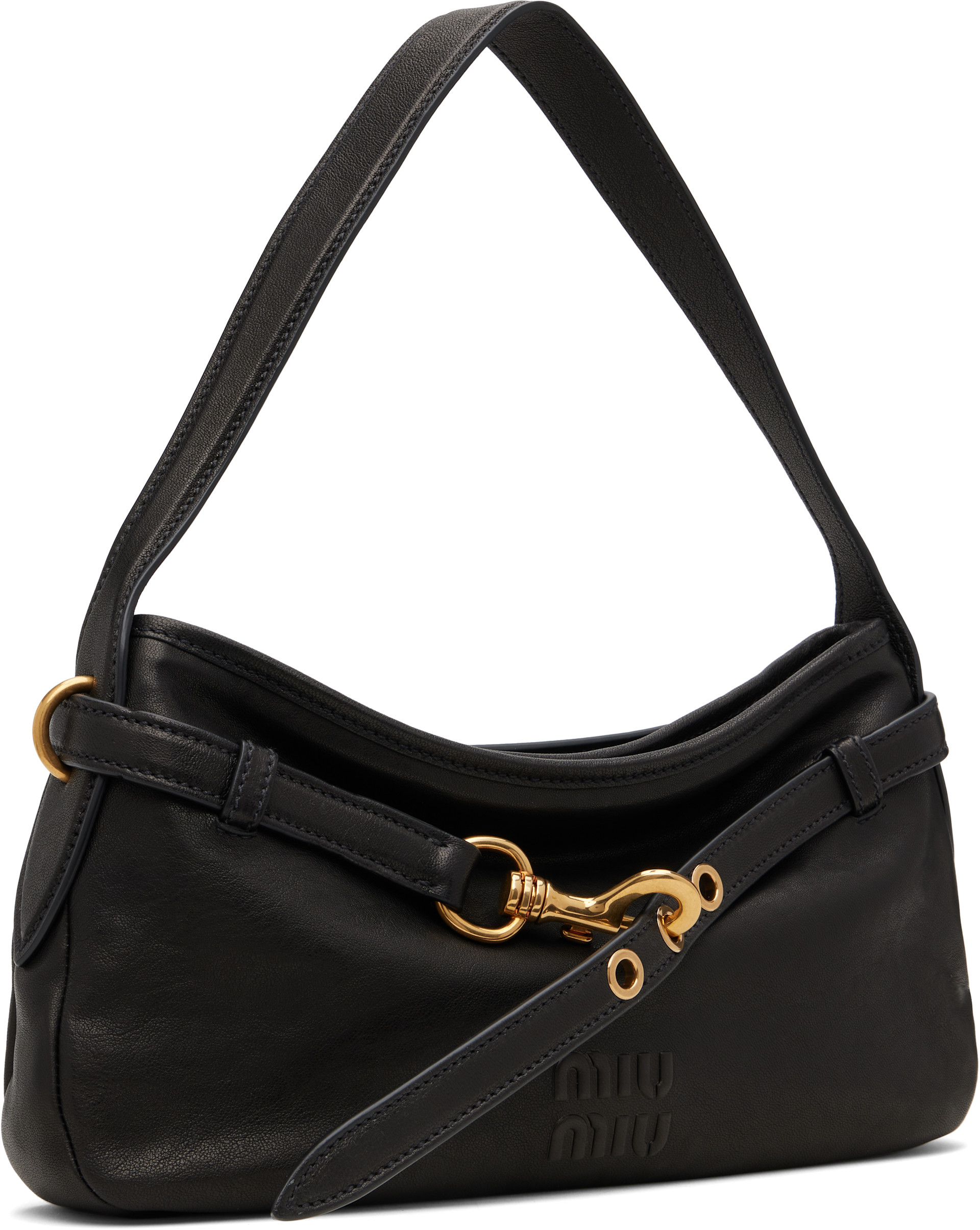 Miu Miu: Black Aventure Nappa Leather Bag | SSENSE Canada