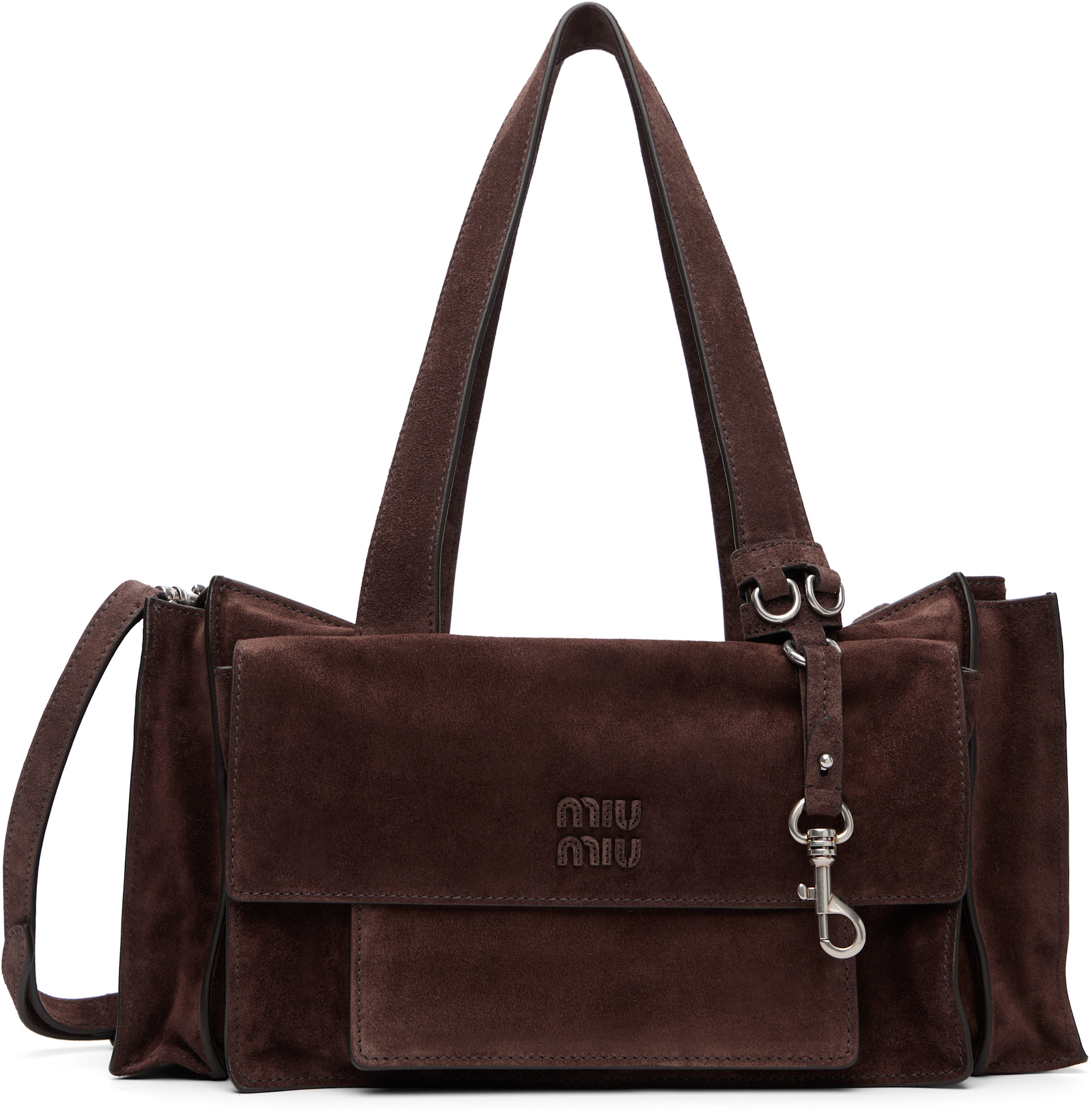 Miu Miu - Sac utilitaire brun en suède
