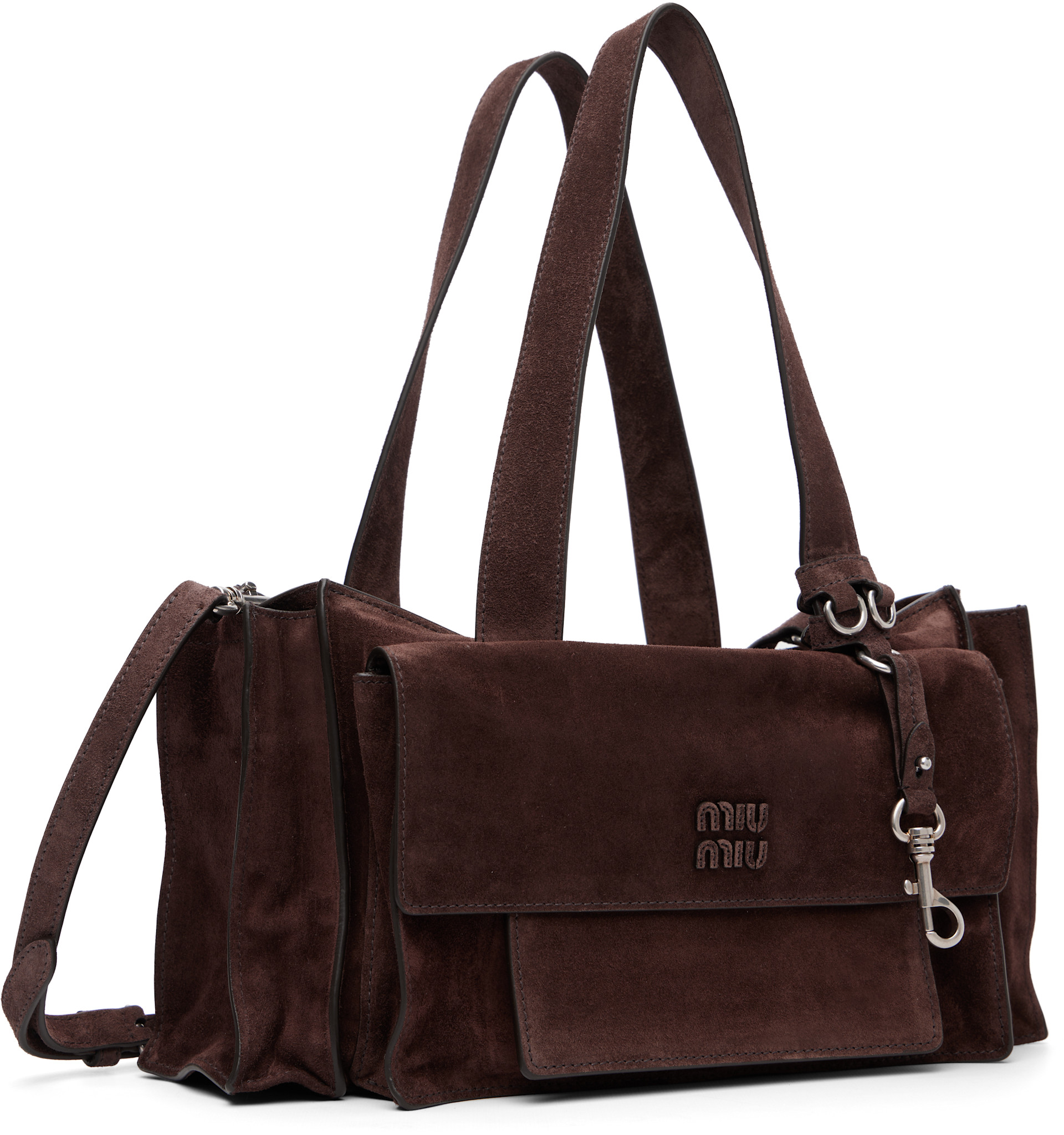 Miu Miu - Sac utilitaire brun en suède