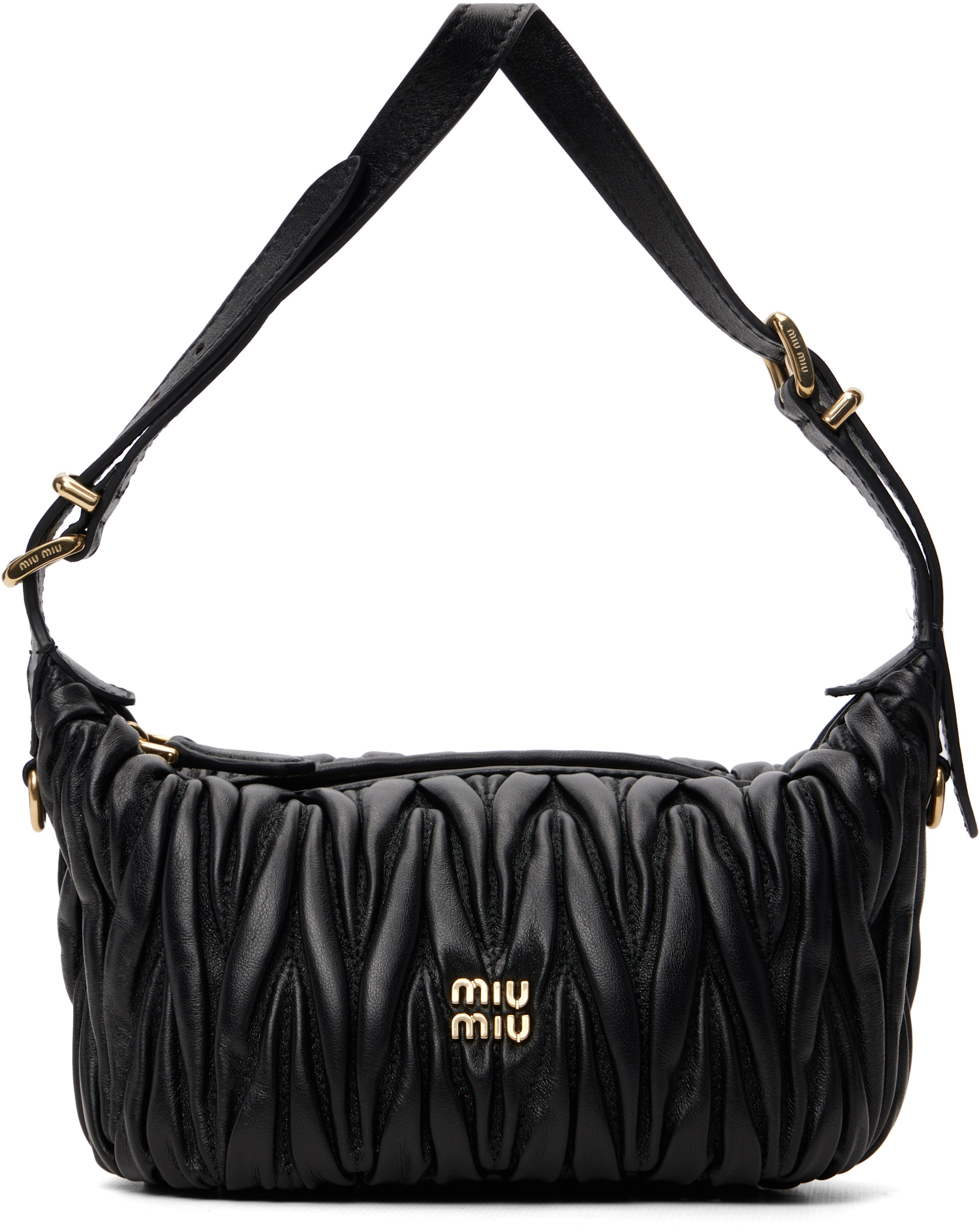 バッグ MIU MIU MATELASSE LEATHER SHOULDER BAG Miu Miu: Black Matelassé Nappa Leather Bag | SSENSE Canada