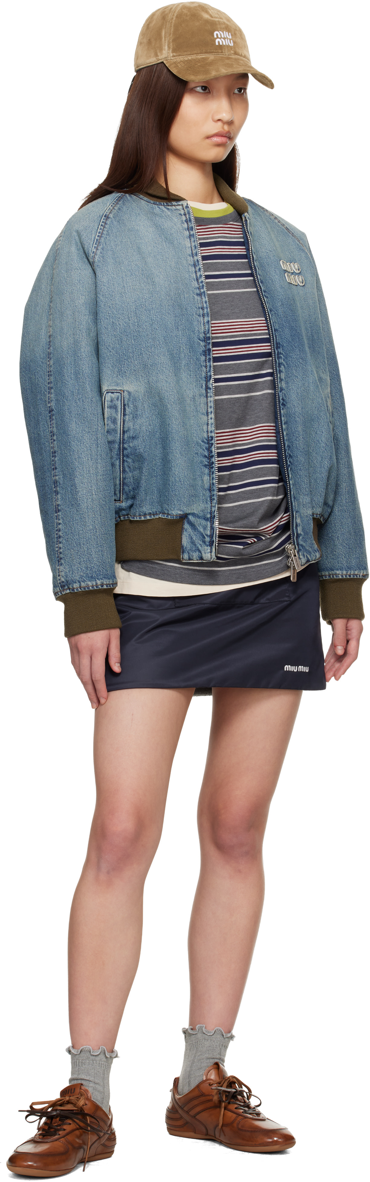 Miu Miu: Brown Gymnasium Sneakers | SSENSE Canada