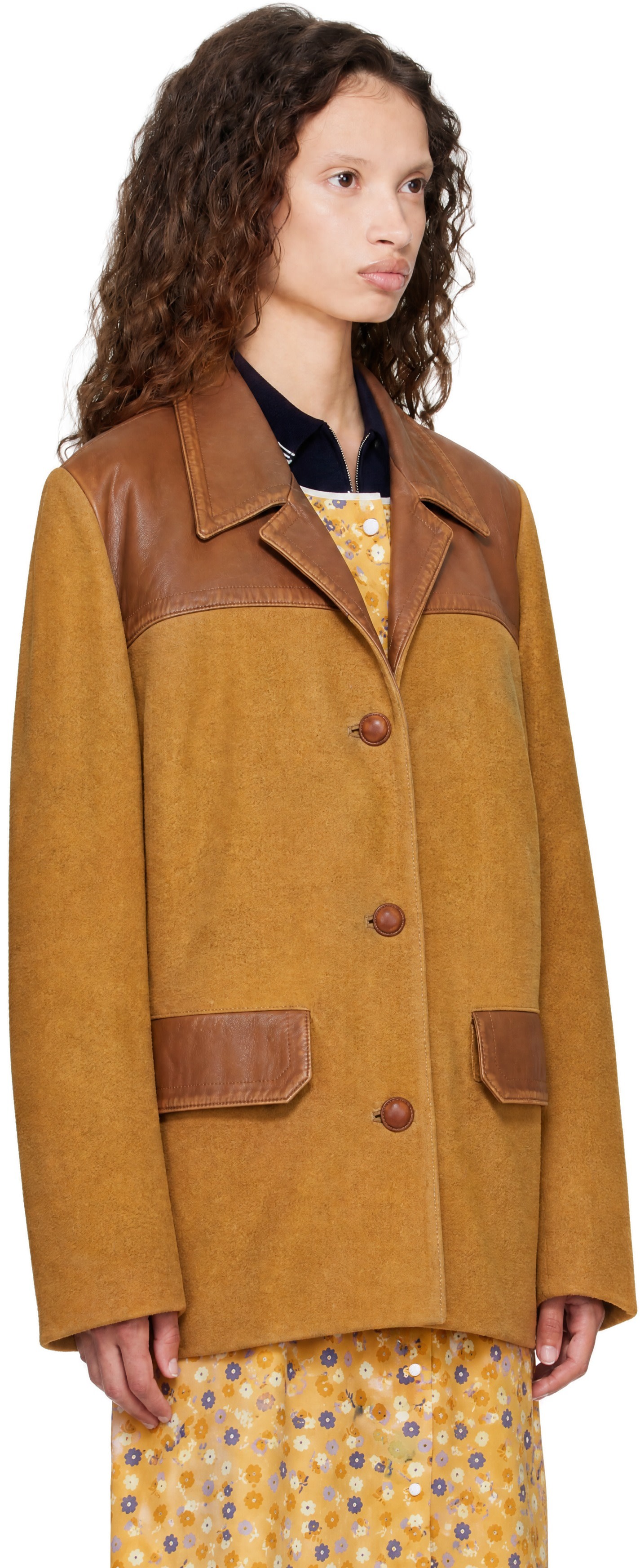 Miu Miu - Blouson brun clair en suède