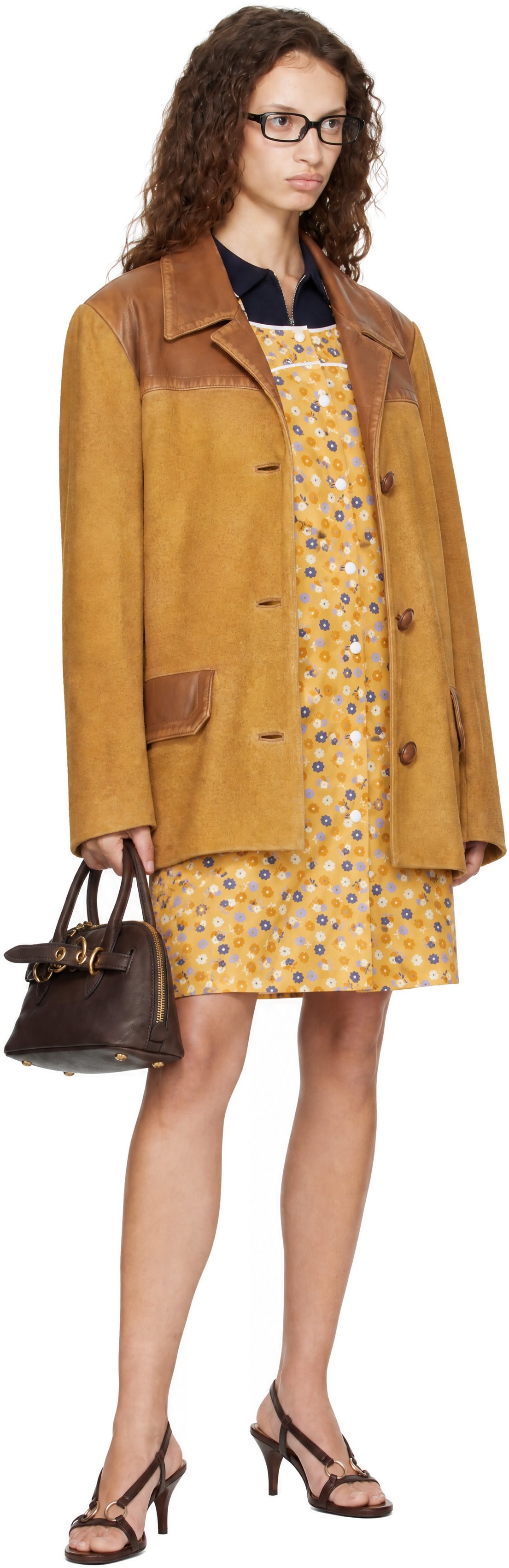 Miu Miu - Blouson brun clair en suède