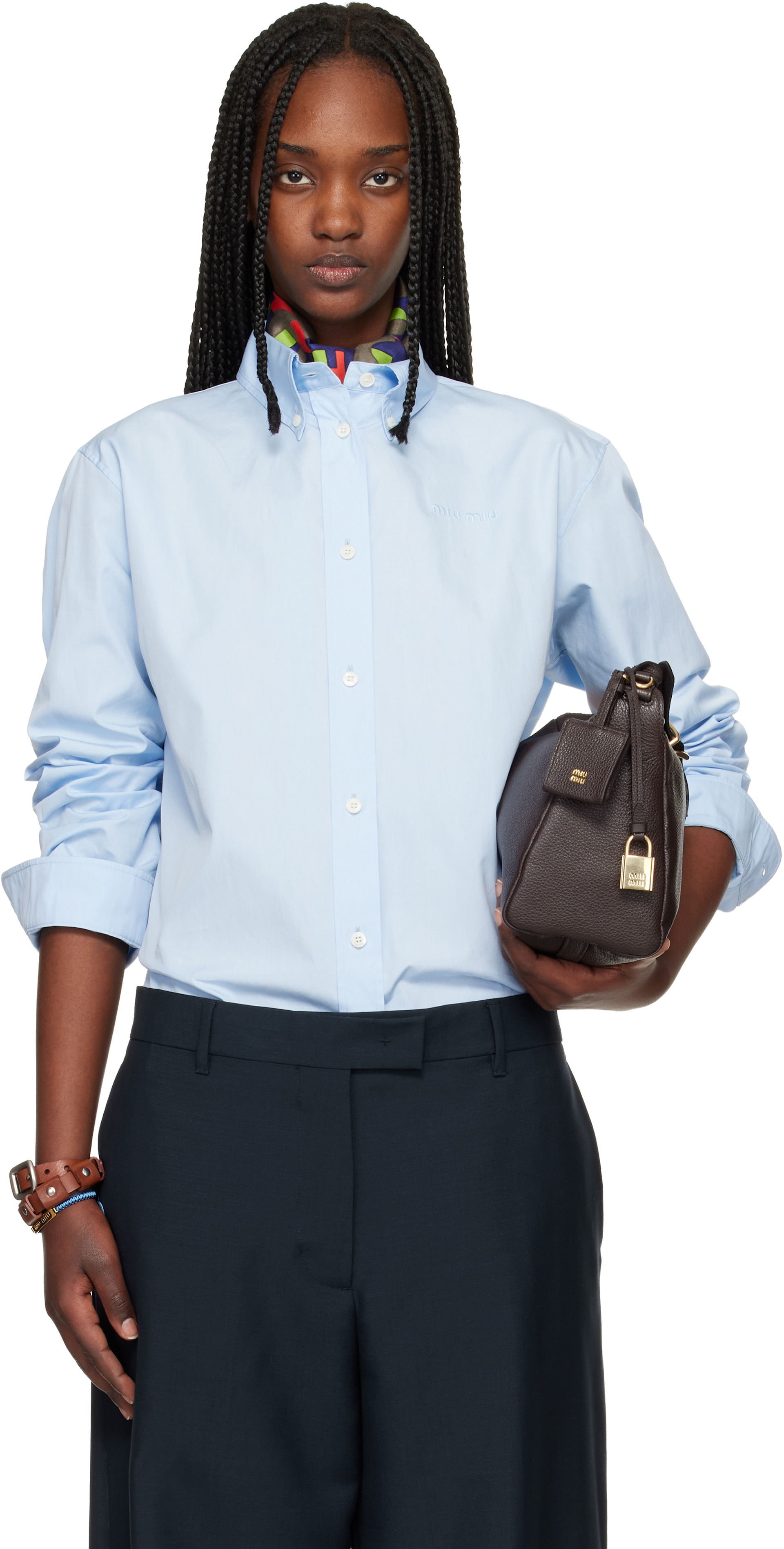 Miu Miu - Chemise bleue en popeline