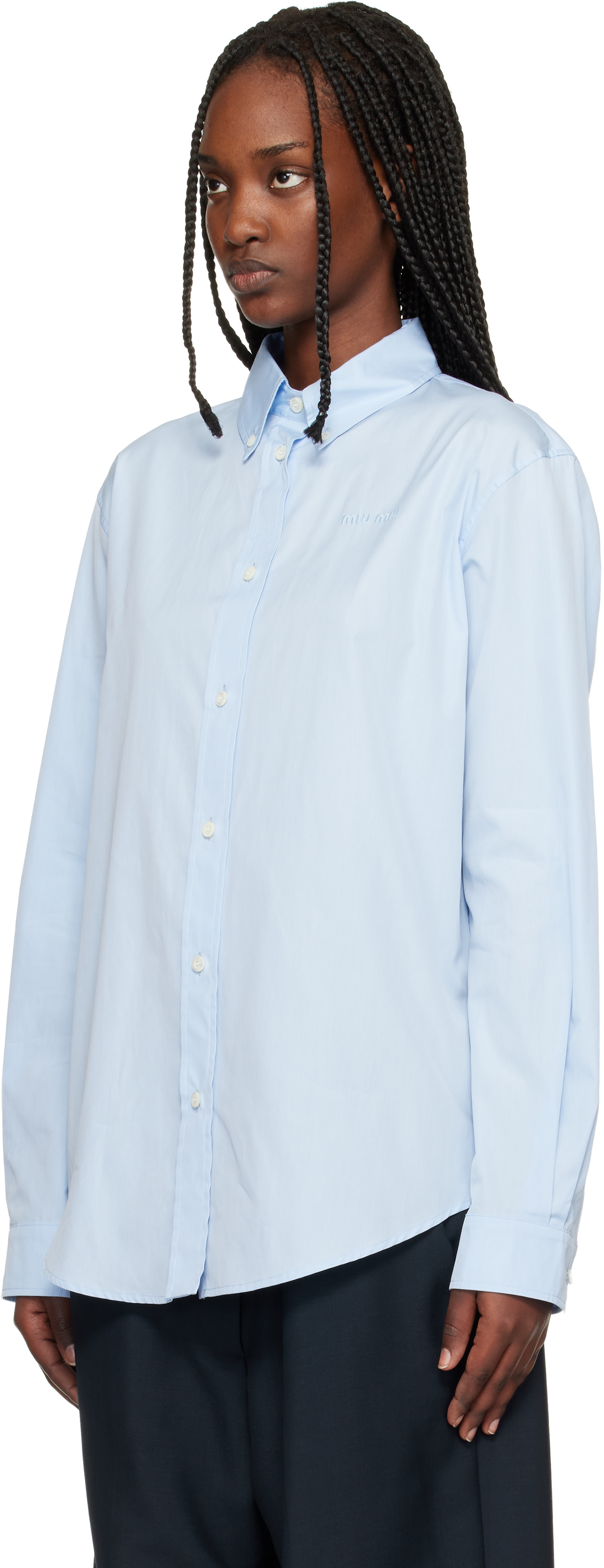 Miu Miu - Chemise bleue en popeline