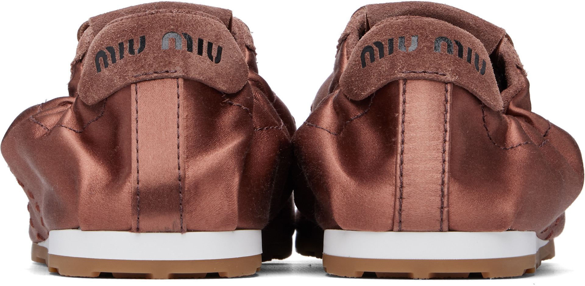 Miu Miu - Baskets Plume brunes en satin