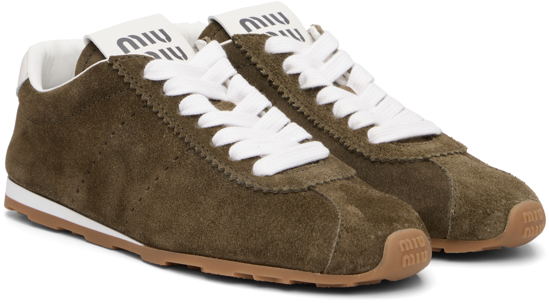 Miu Miu - Baskets Plume kaki