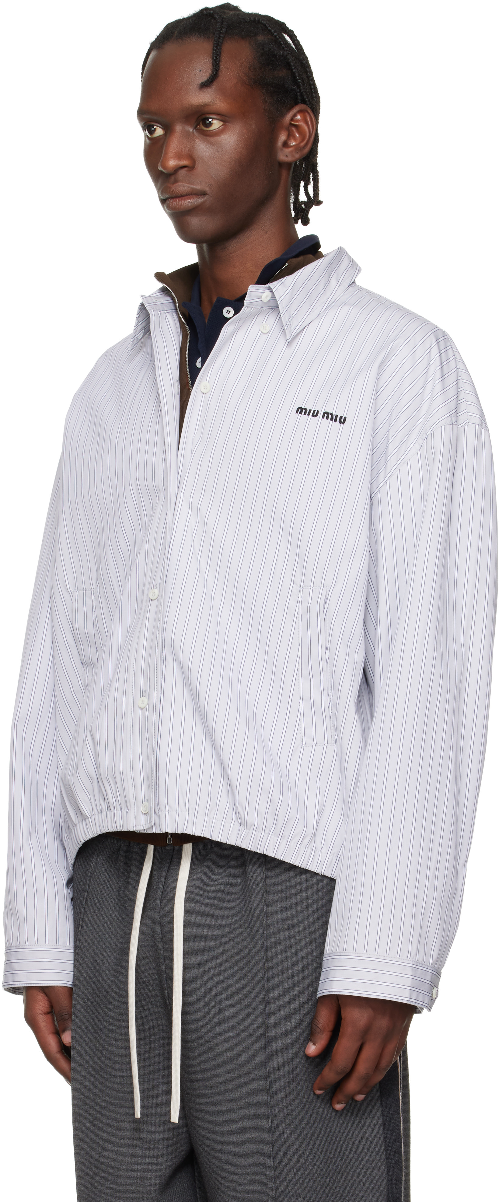 Miu Miu - Gray Poplin Blouson Jacket