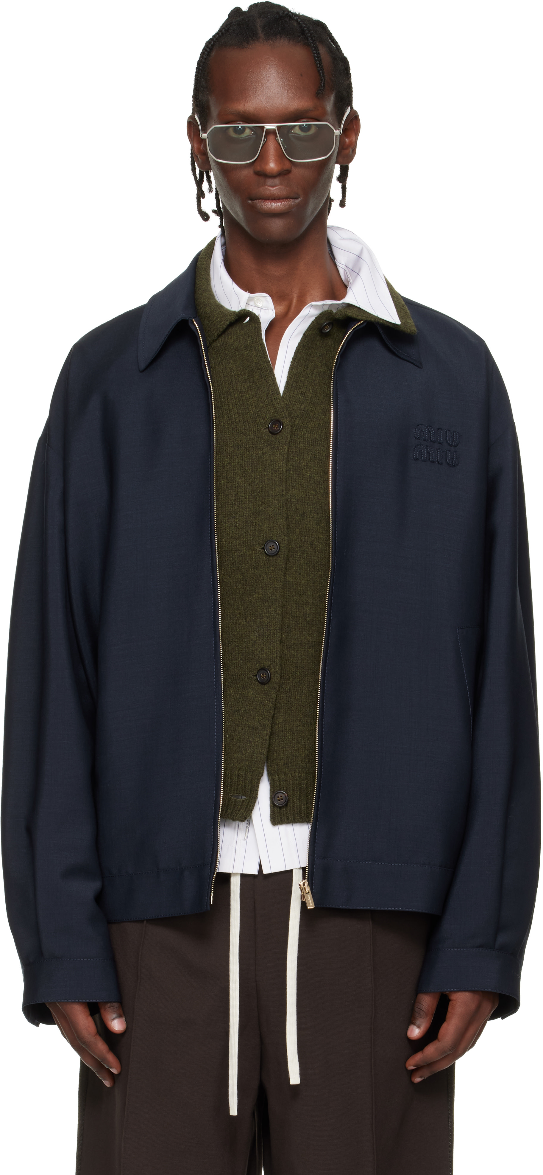 Miu Miu - Navy Mohair Blouson Jacket