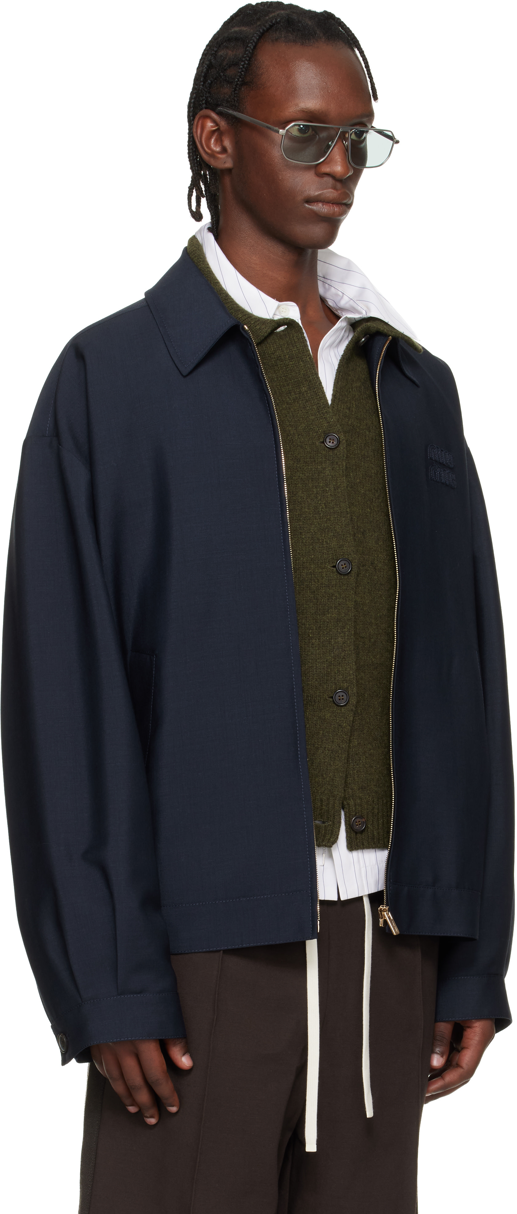 Miu Miu - Navy Mohair Blouson Jacket