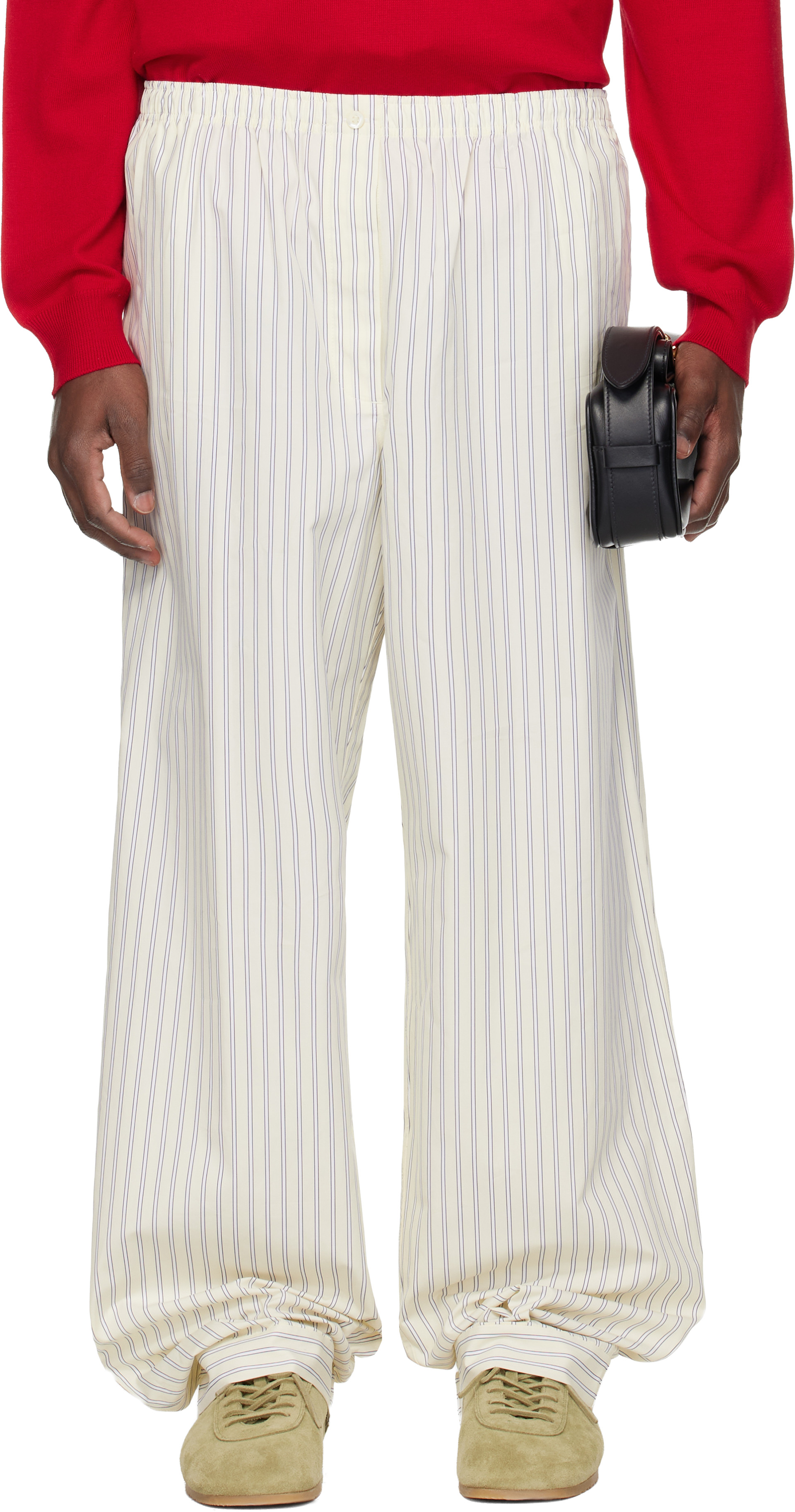 Miu Miu - Off-White Striped Poplin Pyjama Pants