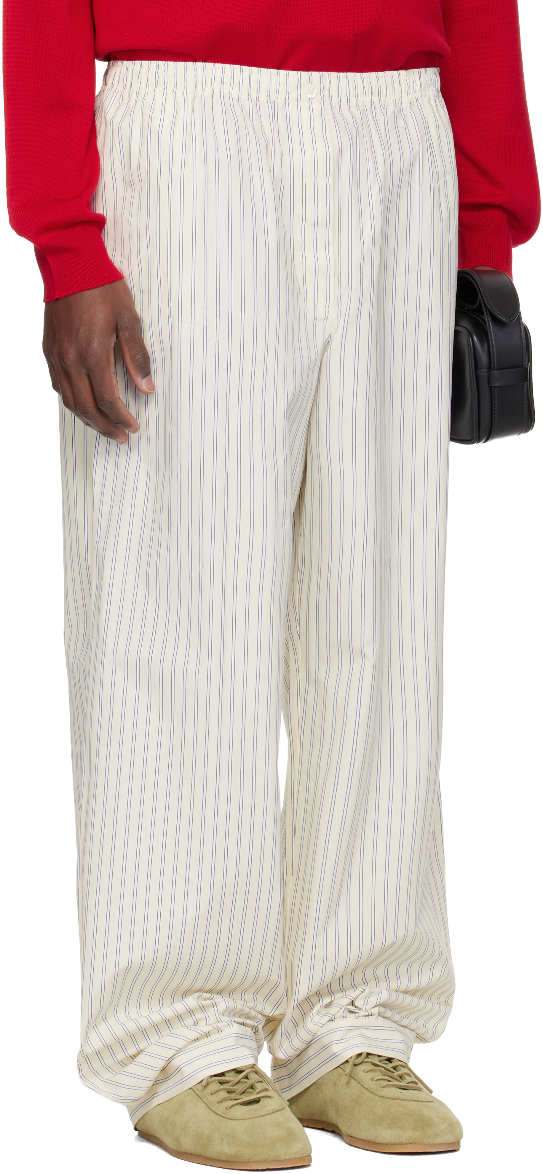 Miu Miu - Off-White Striped Poplin Pyjama Pants