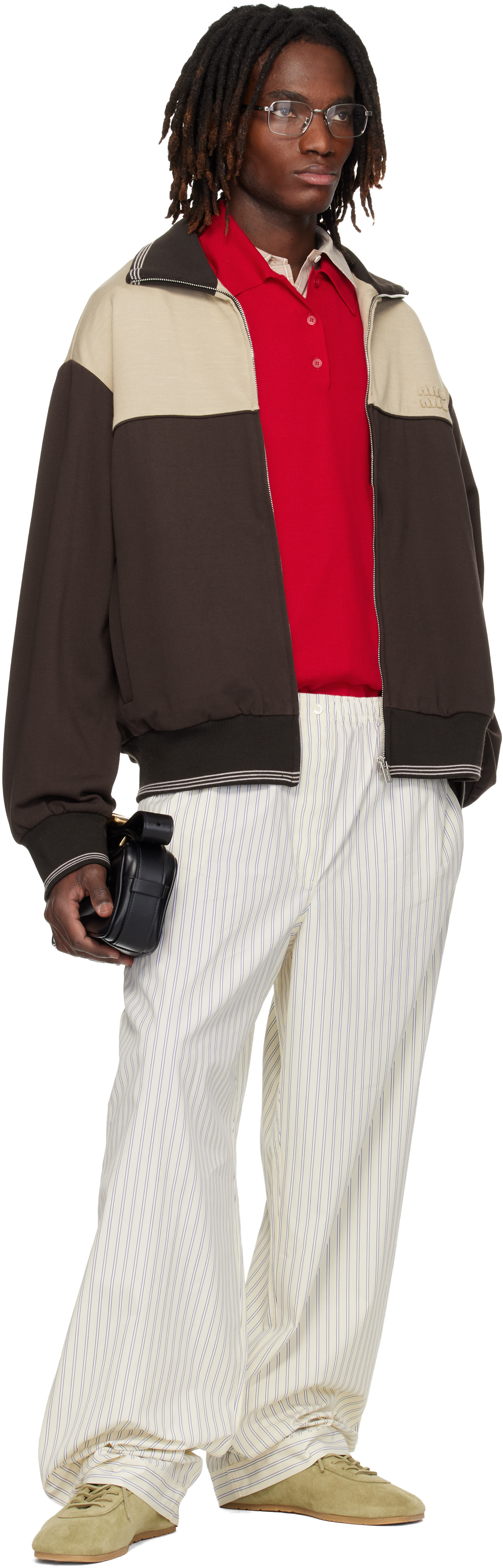 Miu Miu - Off-White Striped Poplin Pyjama Pants