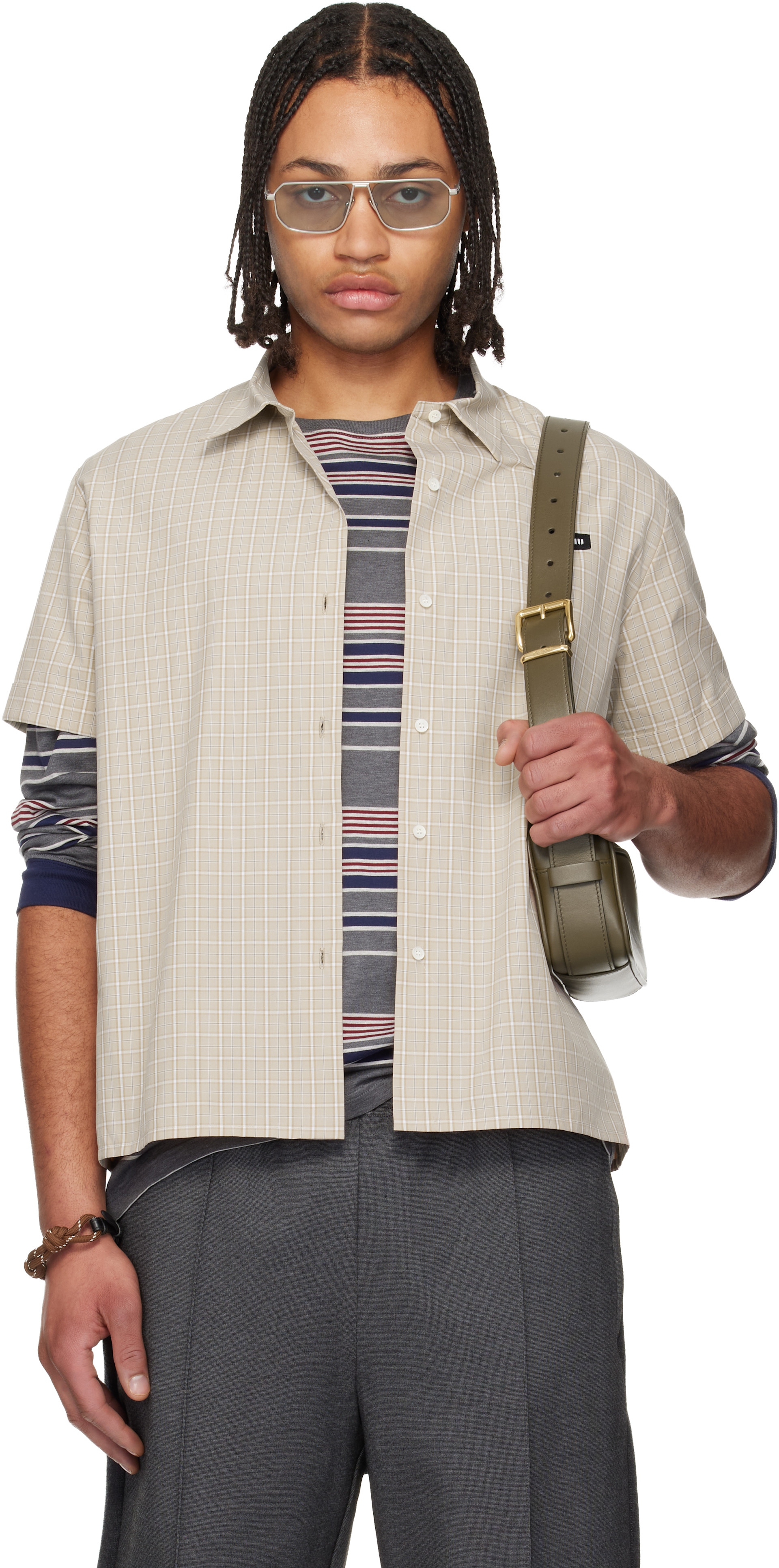 Miu Miu - Beige Popeline Check Shirt