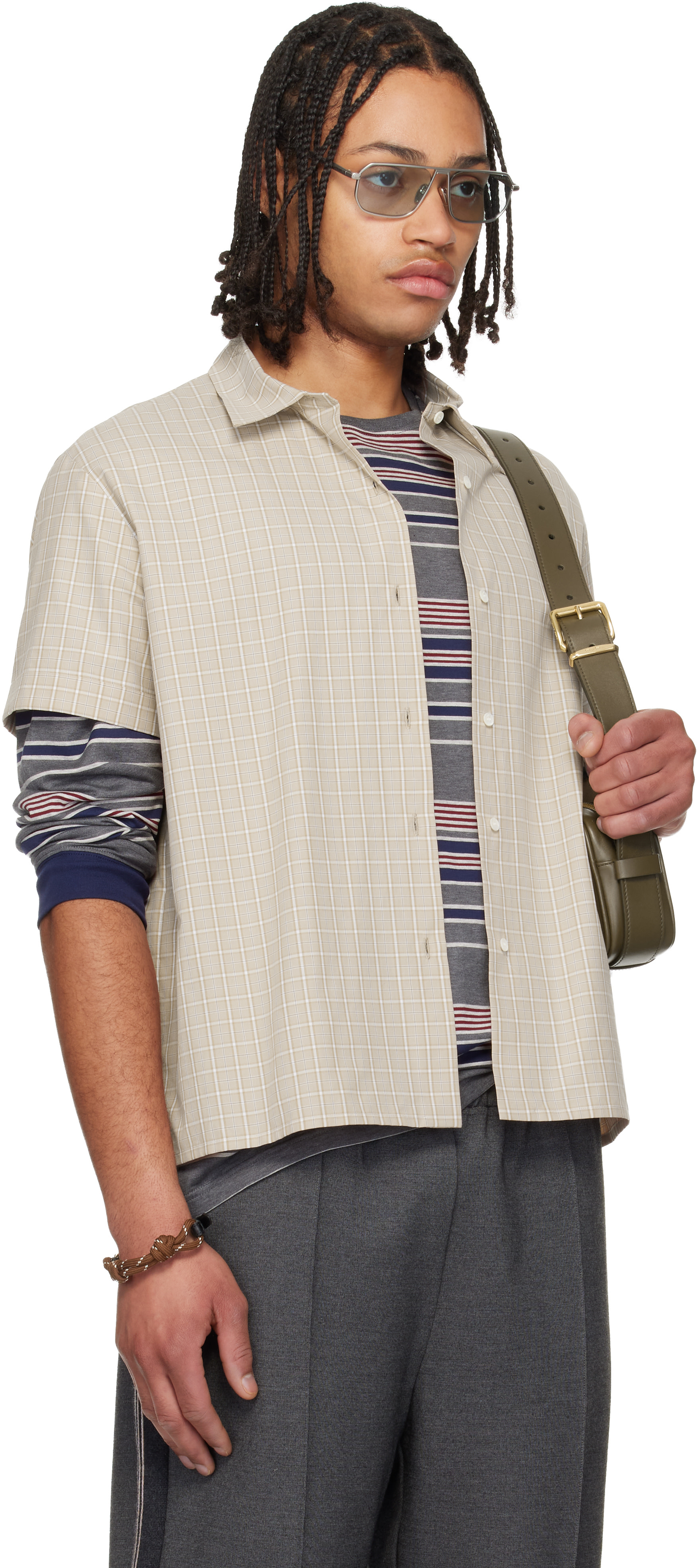 Miu Miu - Beige Popeline Check Shirt