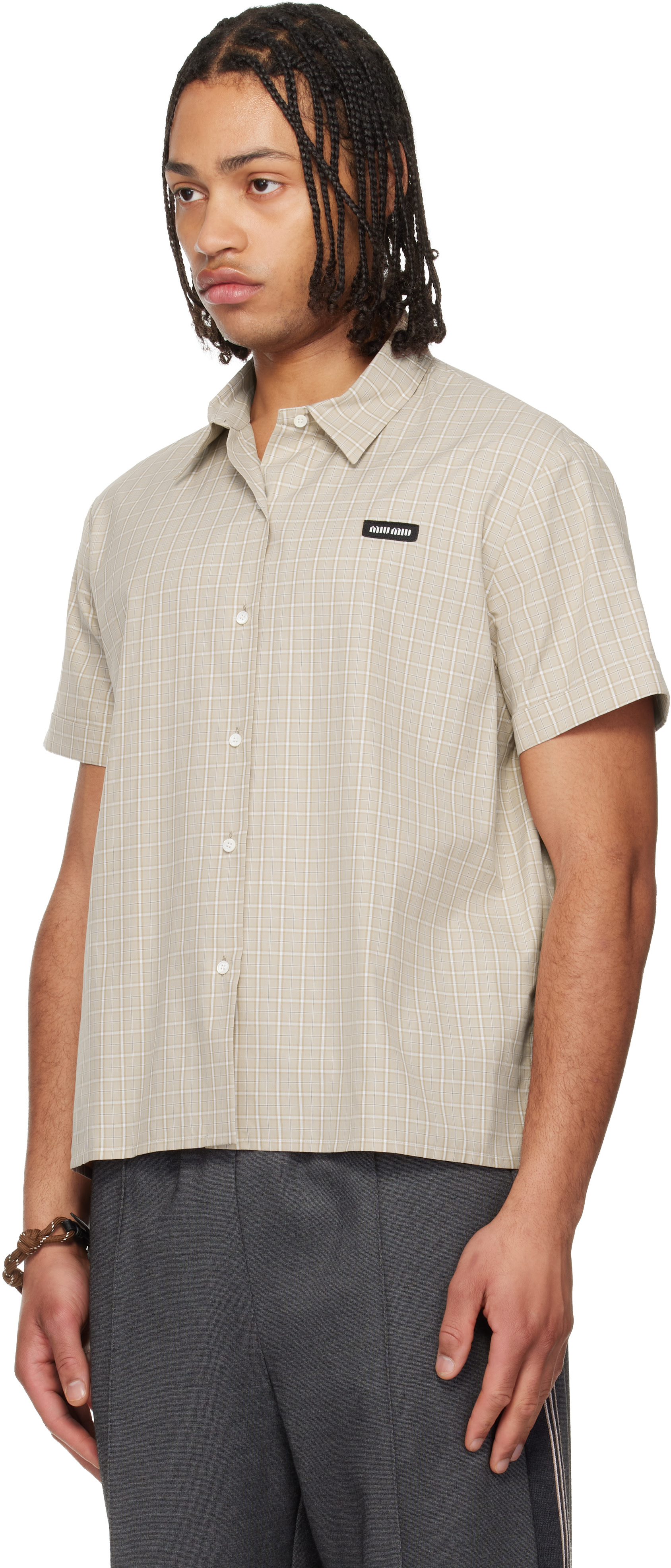 Miu Miu - Beige Popeline Check Shirt