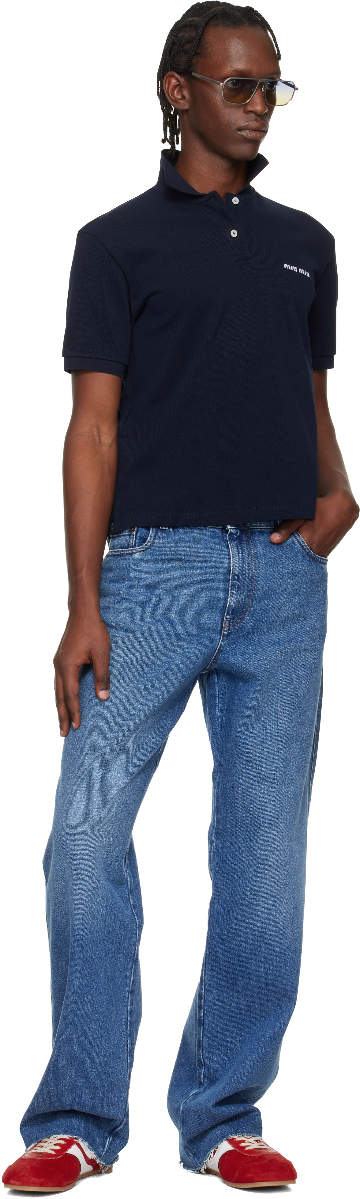 miuページ Miu Miu: Navy Cotton Piqué Polo | SSENSE Canada