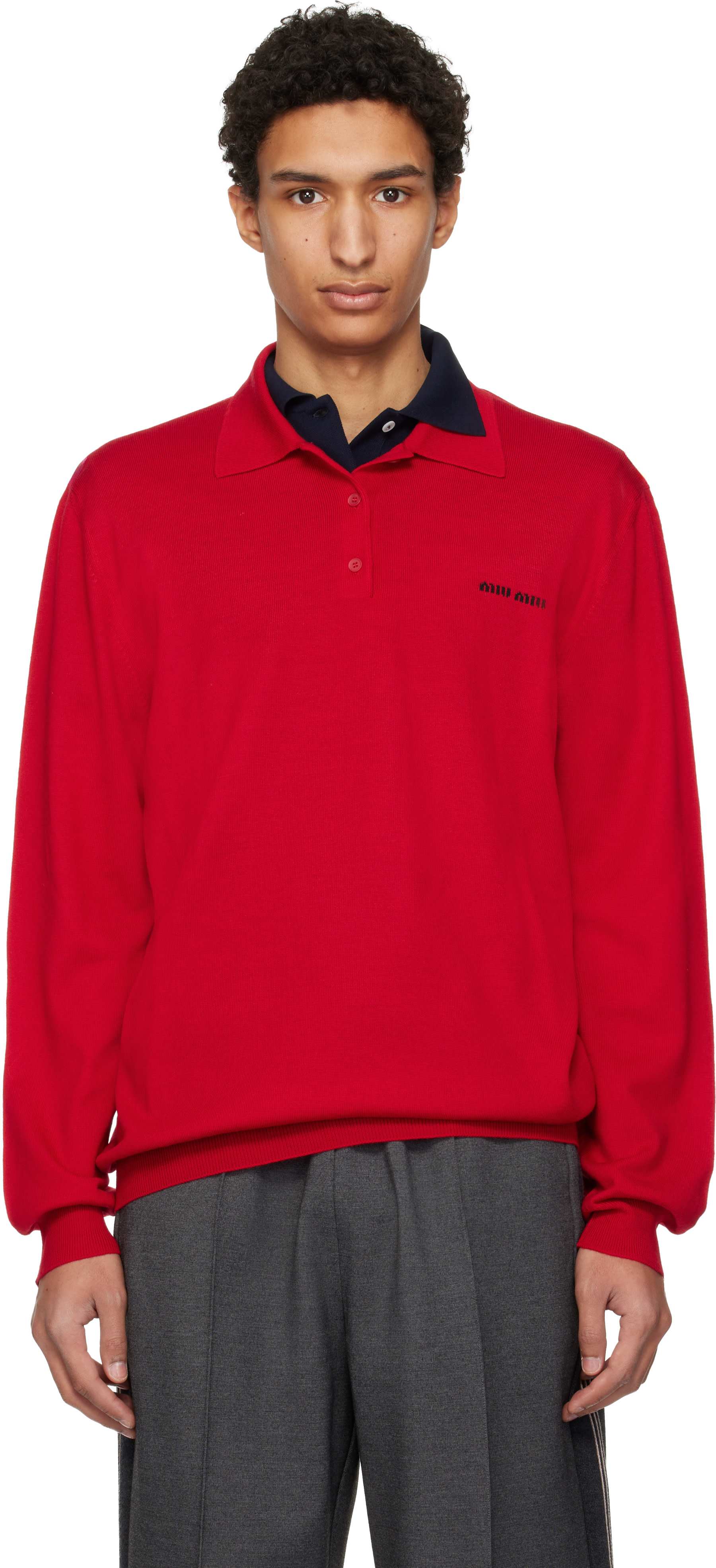 Miu Miu - Red Wool Knit Polo