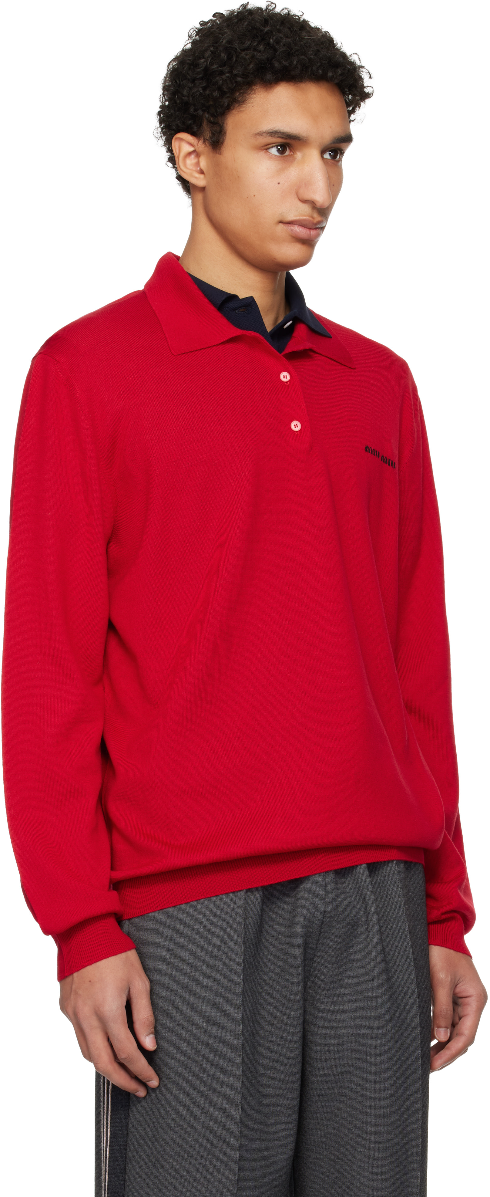 Miu Miu - Red Wool Knit Polo