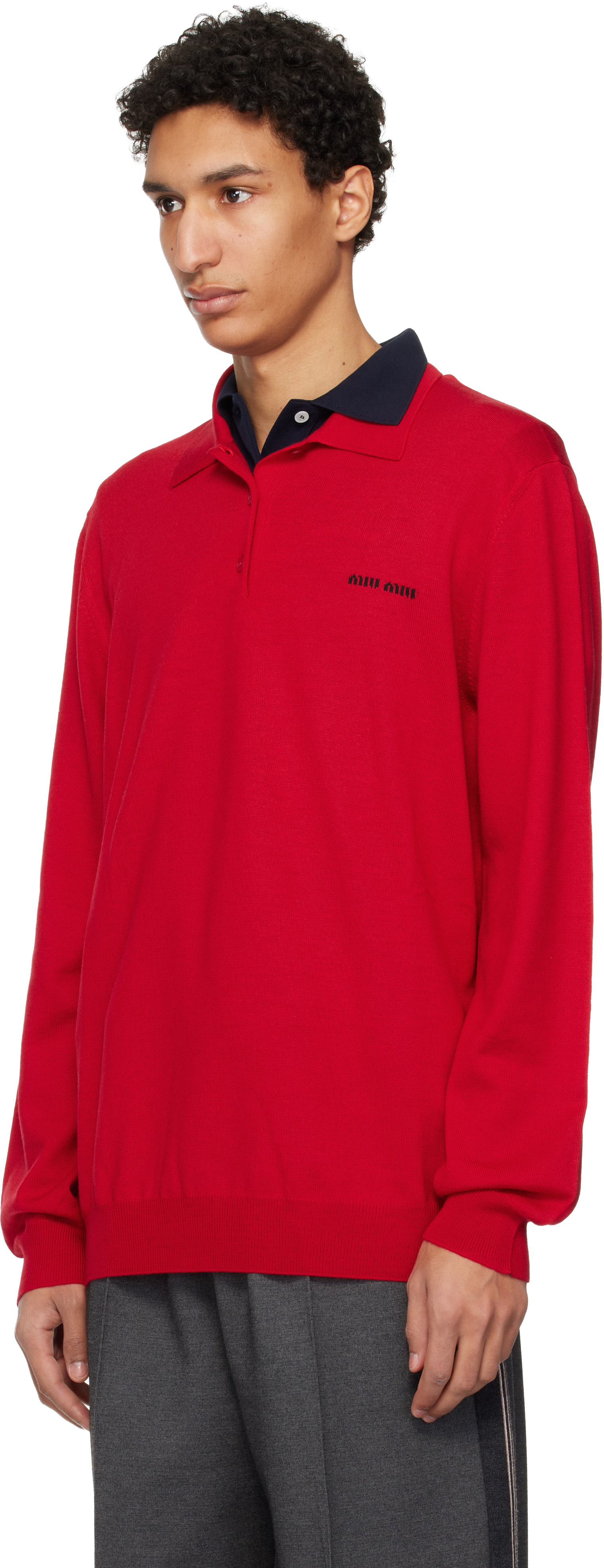 Miu Miu - Red Wool Knit Polo