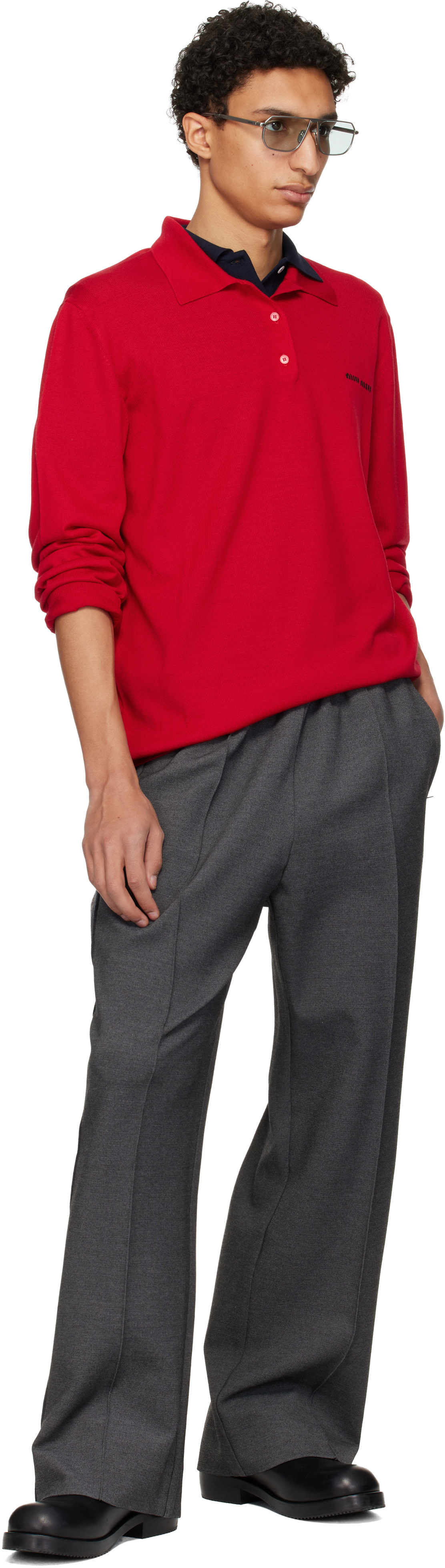 Miu Miu - Red Wool Knit Polo