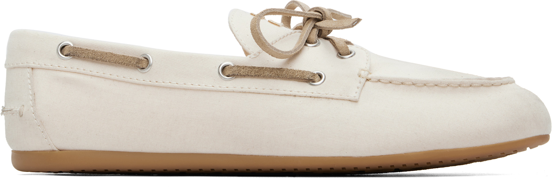 Miu Miu - Off-White Canvas Boat Shoes