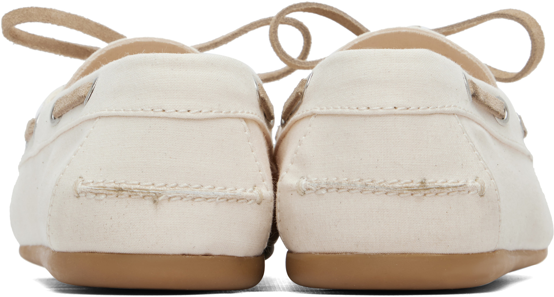 Miu Miu - Off-White Canvas Boat Shoes