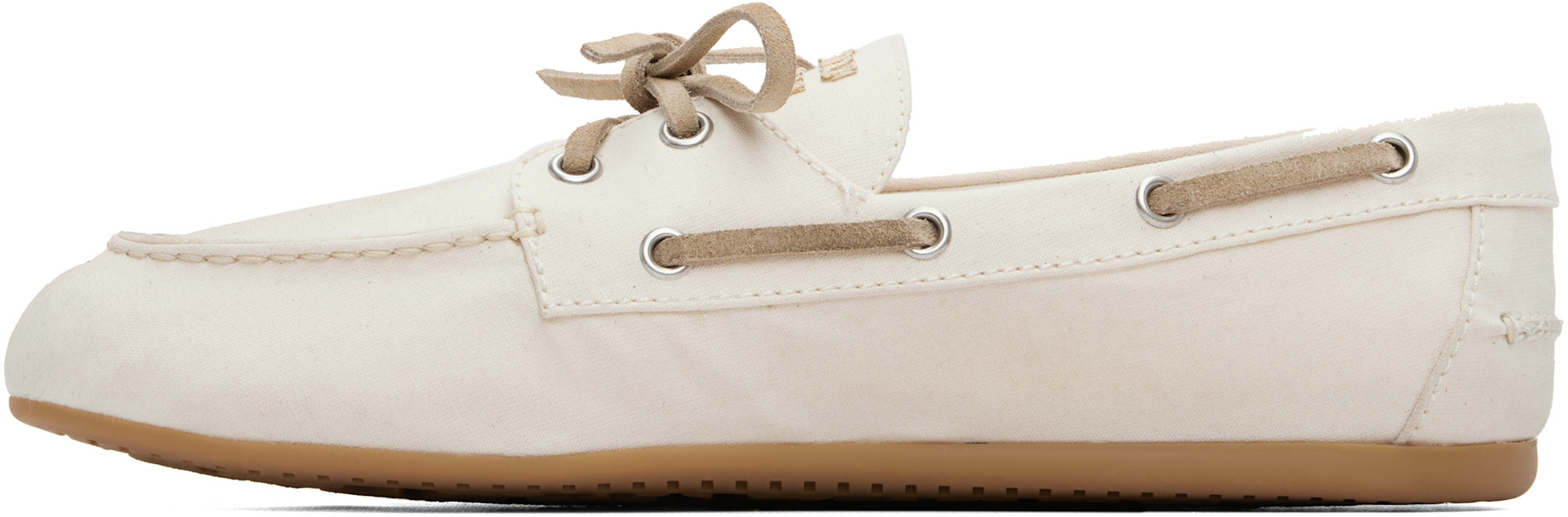 Miu Miu - Off-White Canvas Boat Shoes