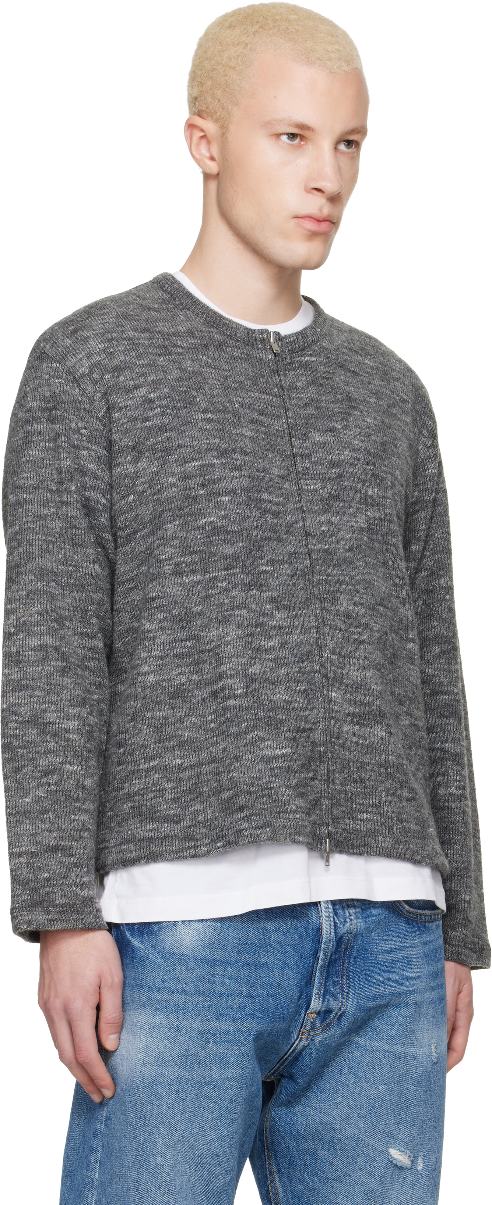 Lady White Co. - Pull gris à col ras du cou et à glissière