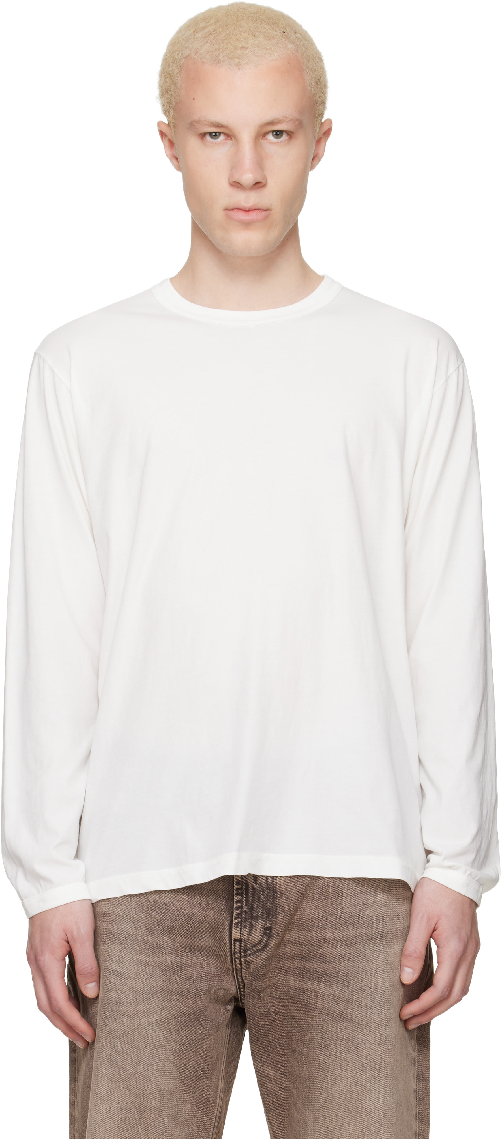Lady White Co.: ホワイト Binded Dry Lite 長袖Tシャツ | SSENSE 日本