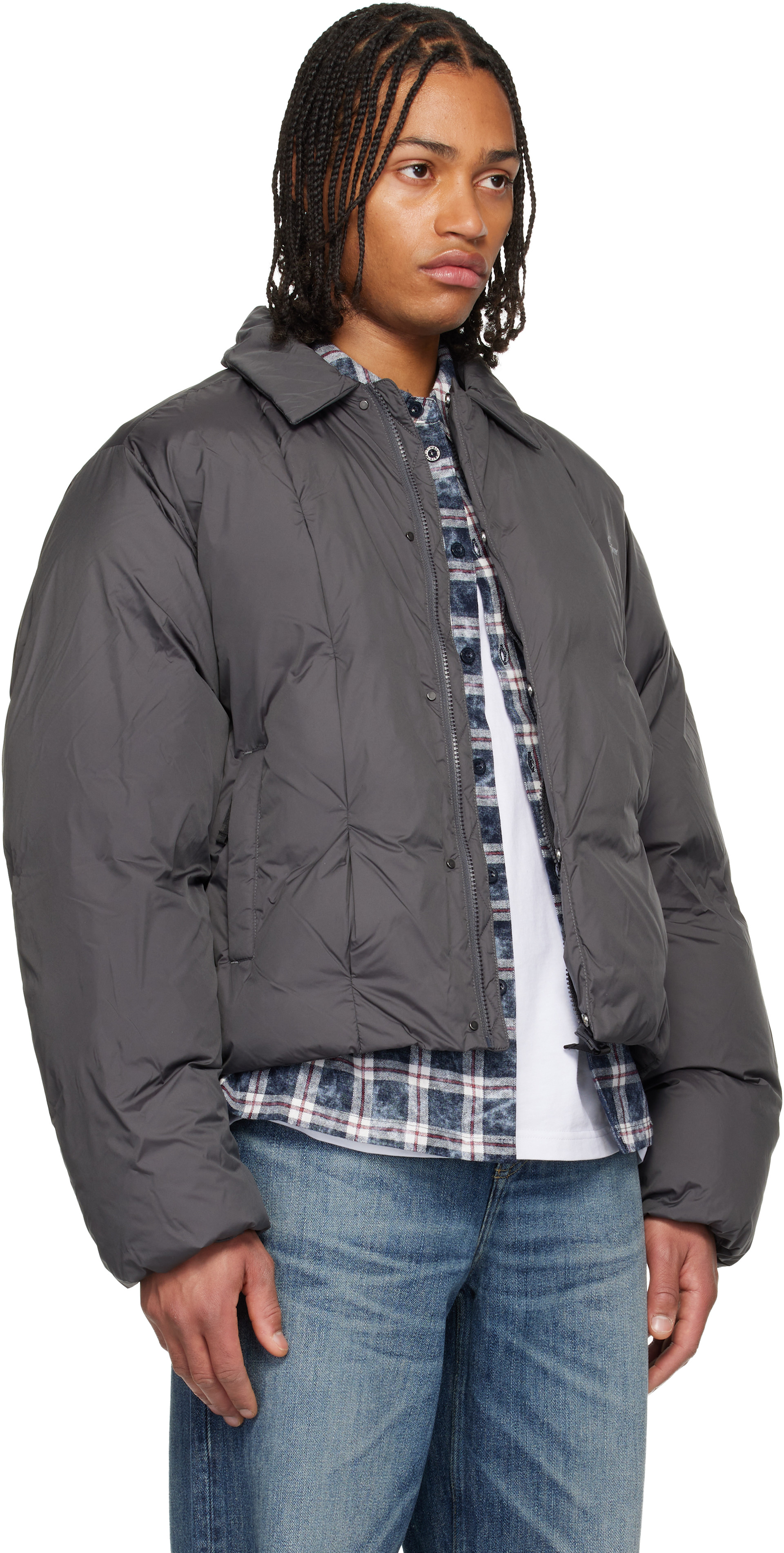 Dime - Gray Pleated Puffer Jacket