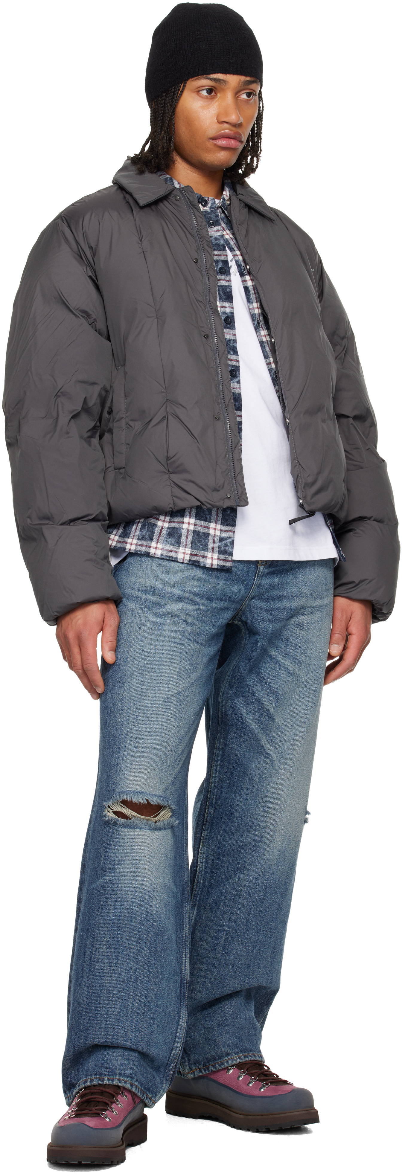 Dime - Gray Pleated Puffer Jacket