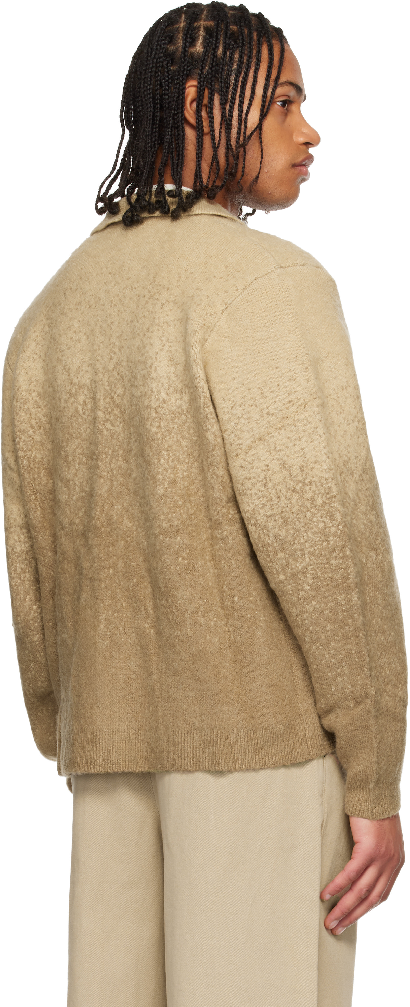 Dime: Beige Mohair Double Zip Knit Sweater | SSENSE Canada