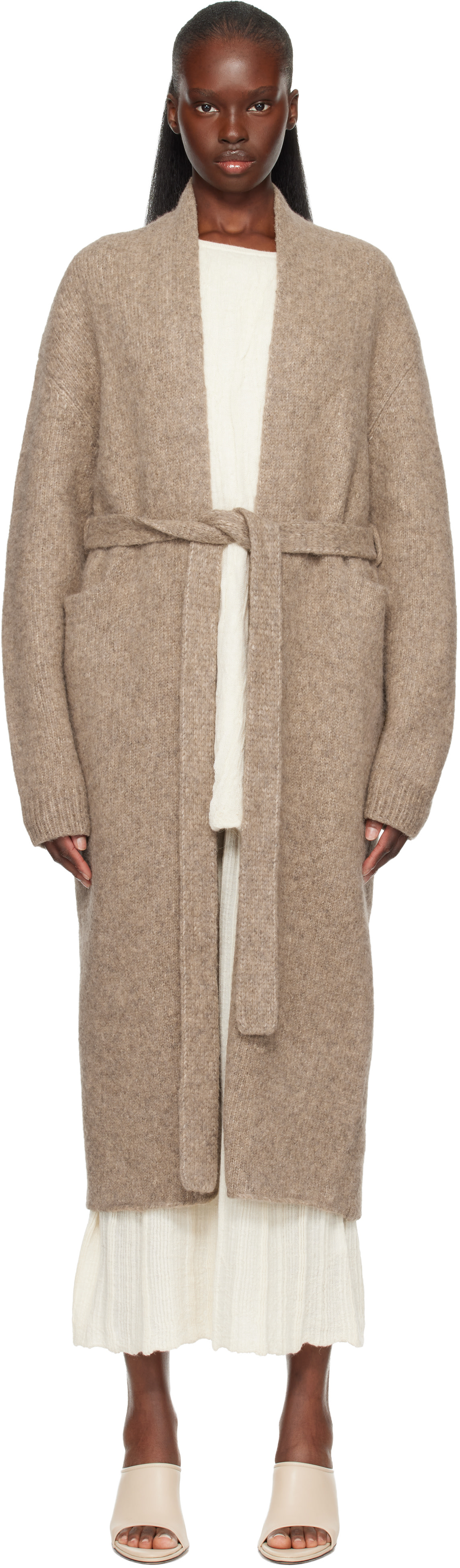 LAUREN MANOOGIAN　DOPO KNIT COAT　ベージュ Lauren Manoogian: Beige Loft Robe Coat | SSENSE
