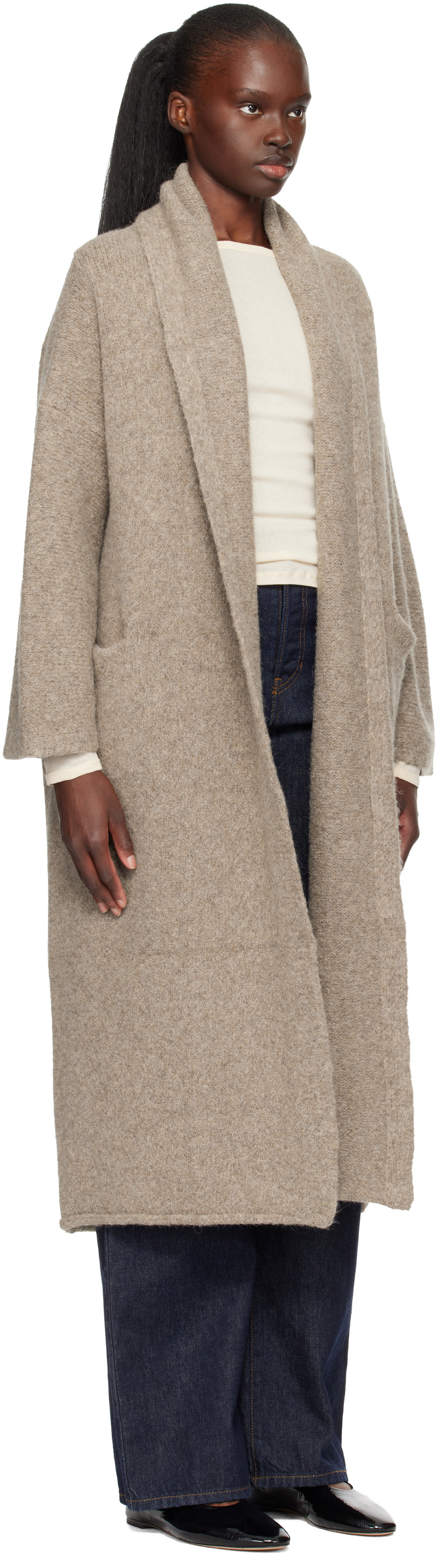 Lauren Manoogian: Beige Long Shawl Cardigan | SSENSE