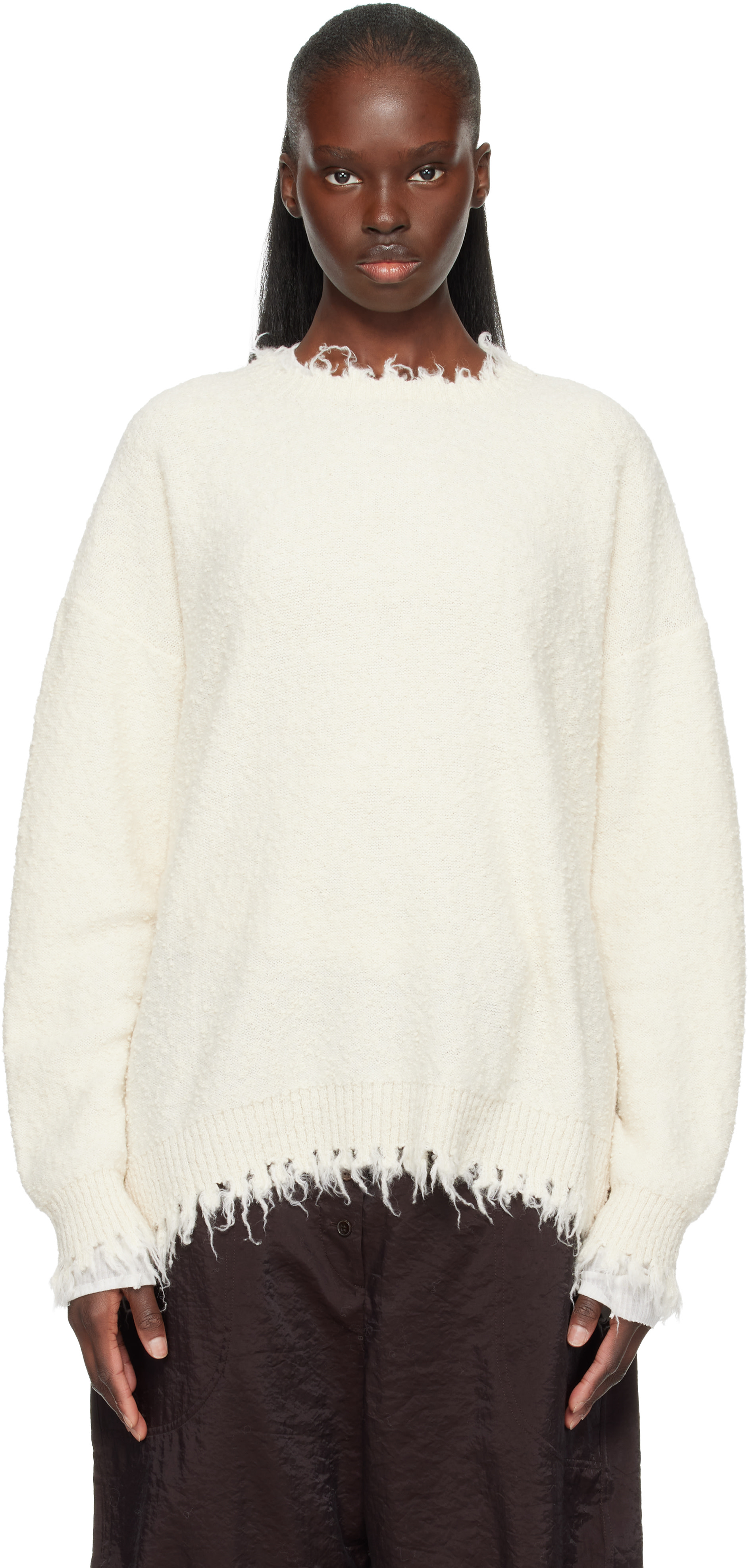 Lauren Manoogian: Off-White Fray Crewneck Sweater | SSENSE