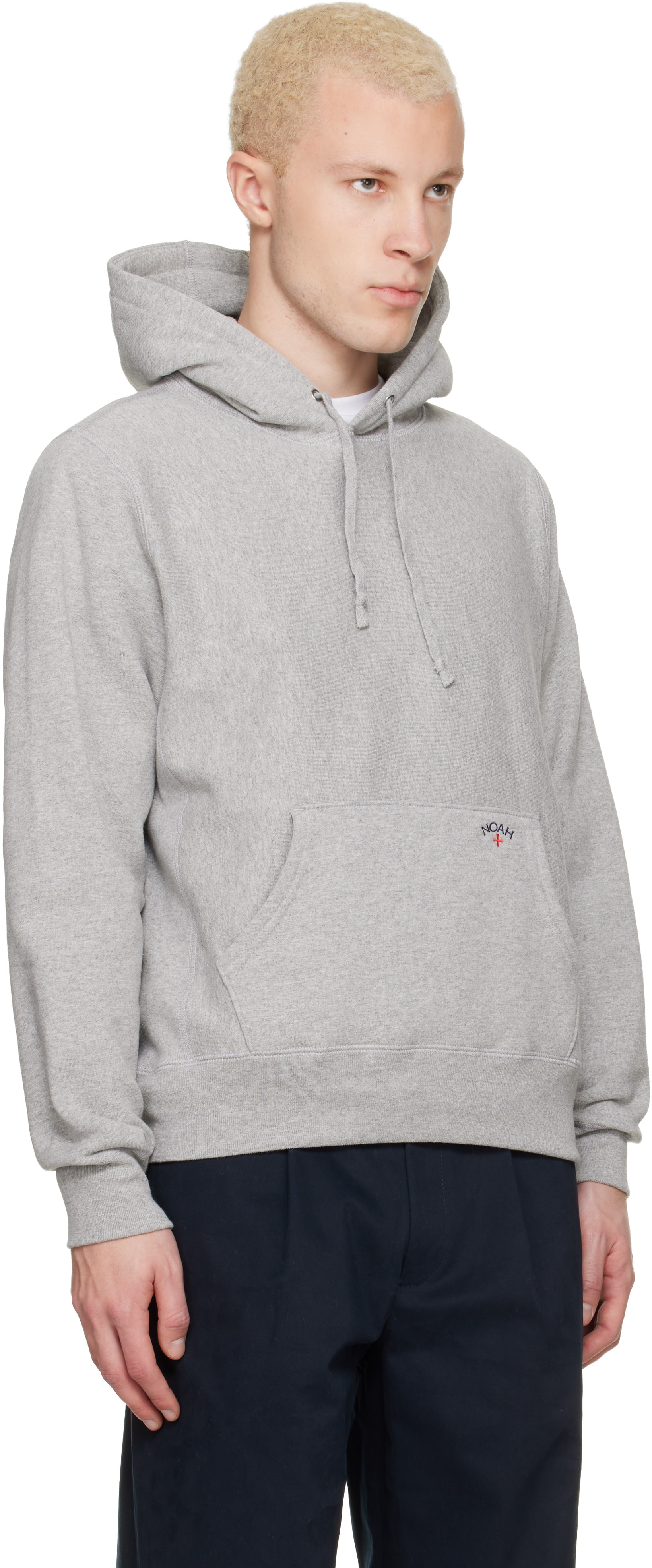 Noah NYC - Pull à capuche gris à logo