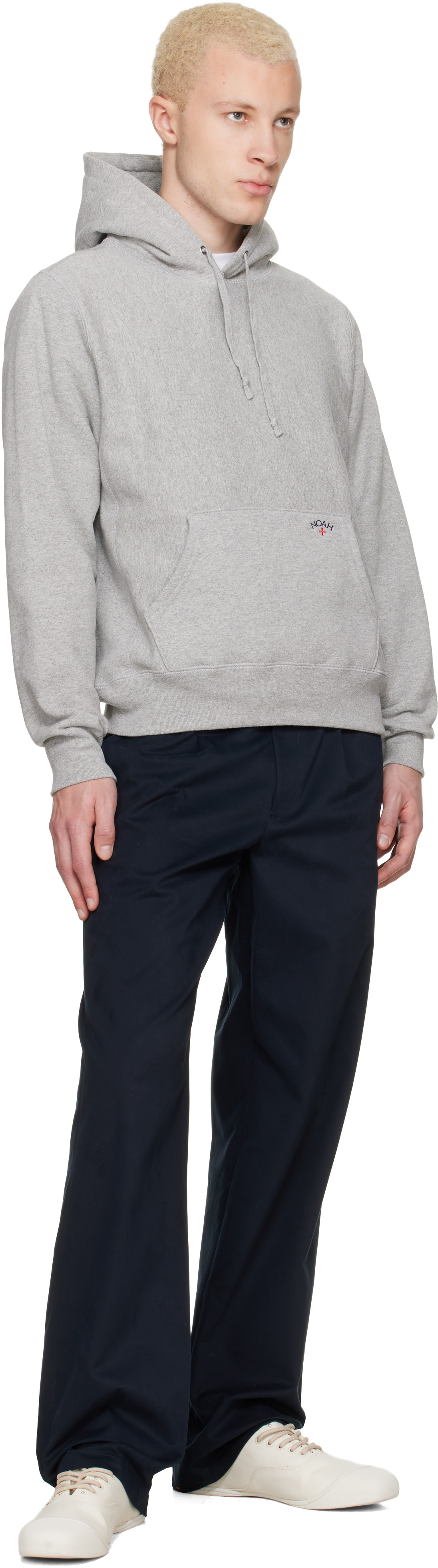 Noah NYC - Pull à capuche gris à logo